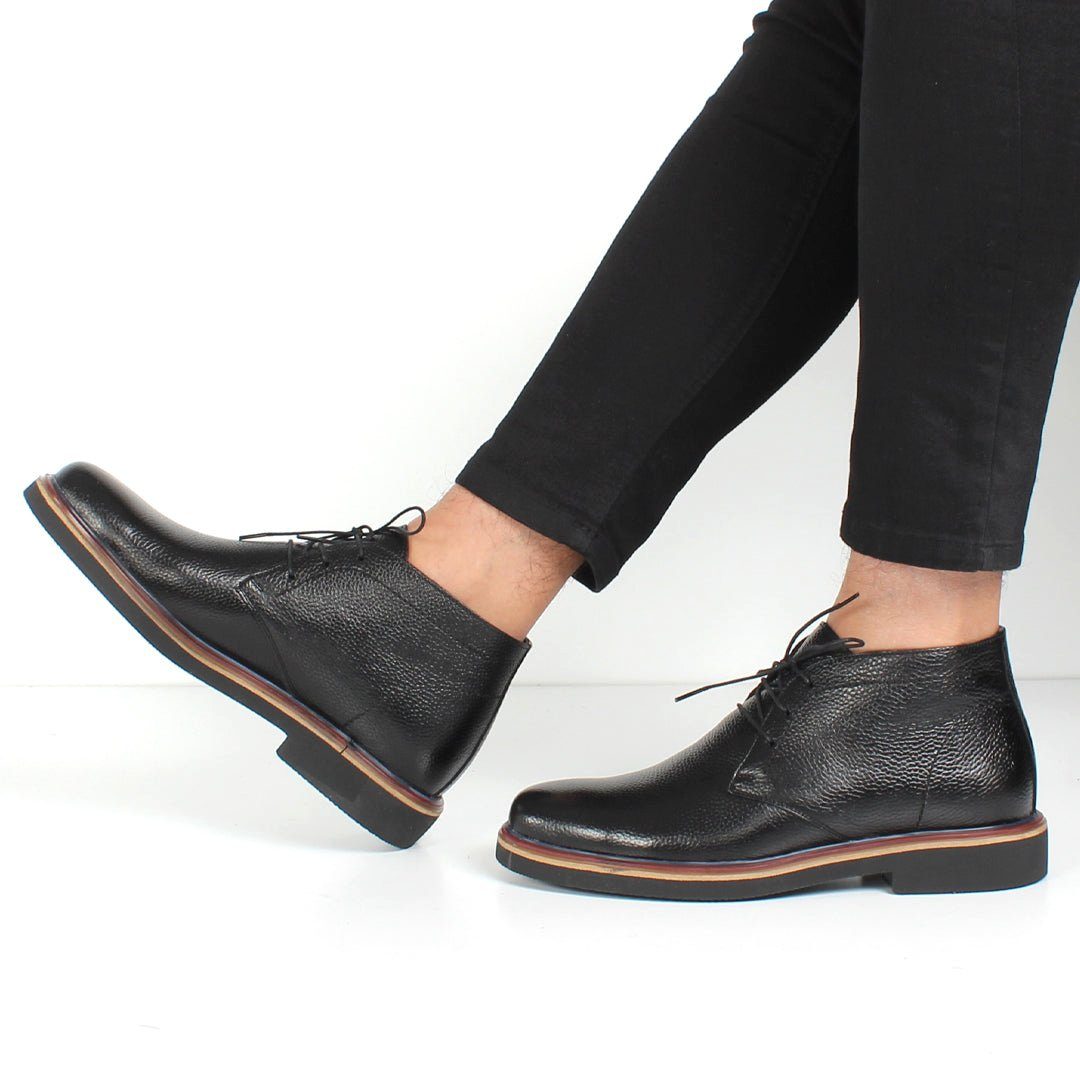 Celal Gültekin Schnürstiefel Blockabsatz Plateau Herren Schnürstiefel Glattleder, Echtleder-Futter, Blockabsatz & Plateau, Schwarz, 40