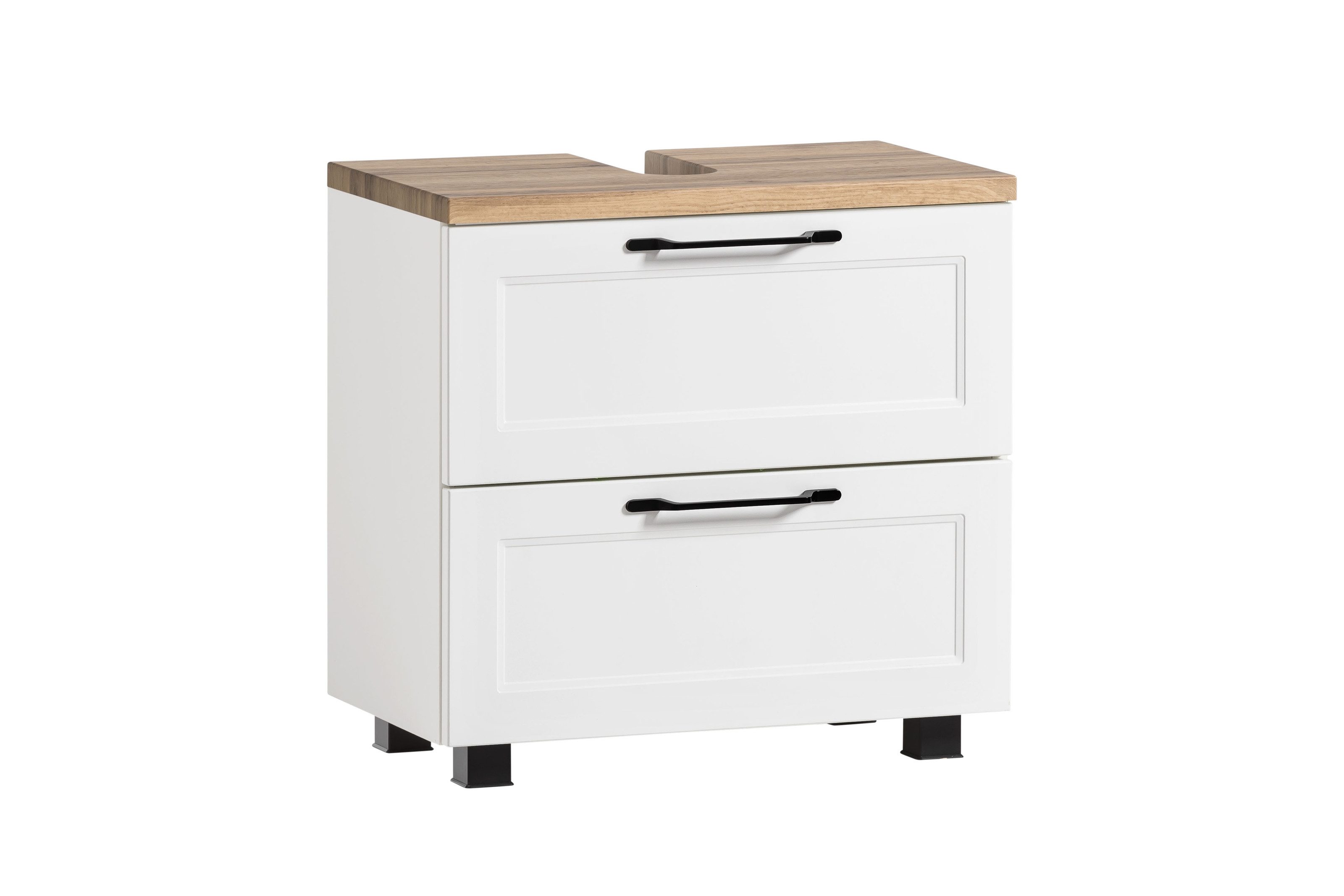 HELD MÖBEL Waschbeckenunterschrank in weiß, Wotaneiche, MDF - 60x54x35cm (BxHxT)