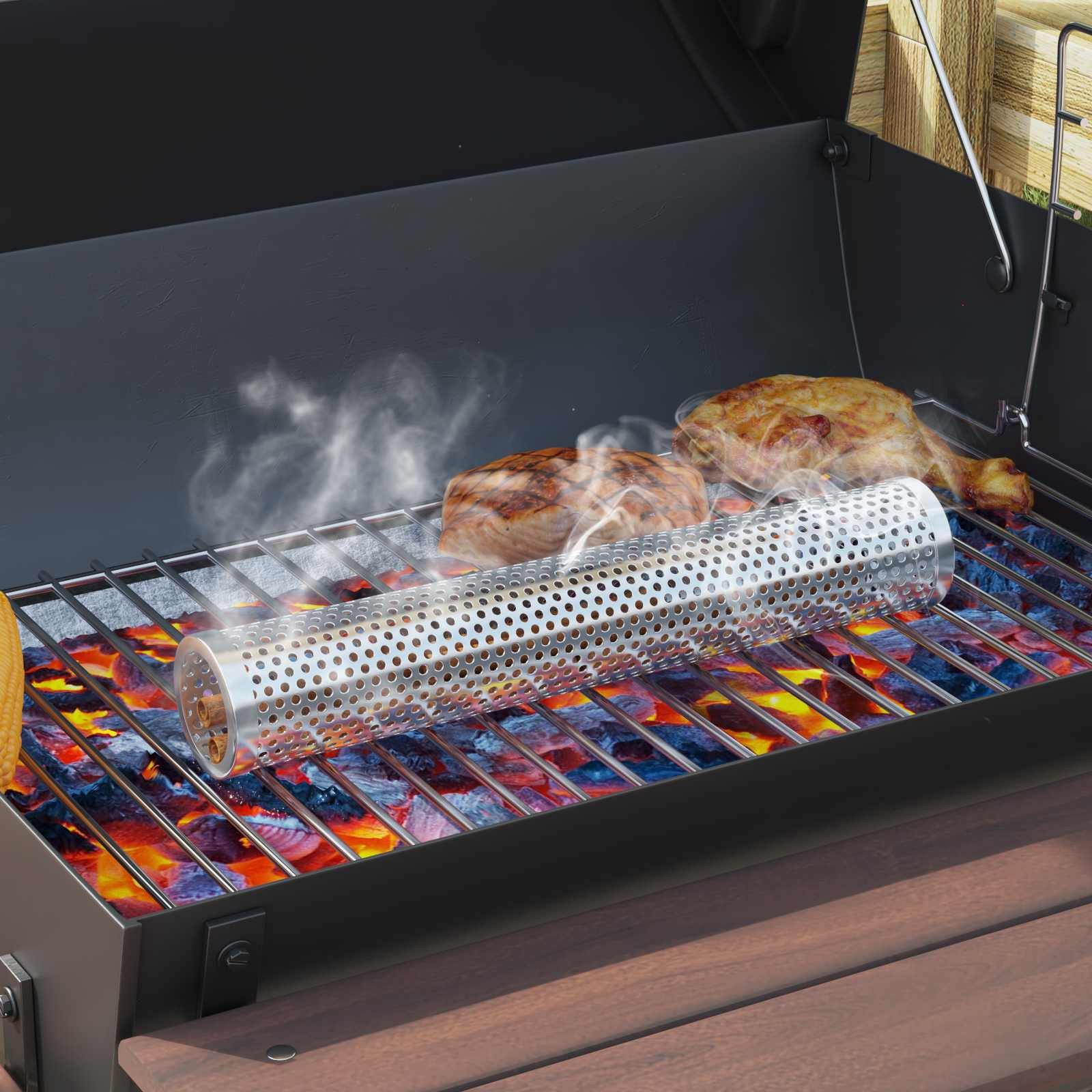 vidaXL Grillkamin Outdoor Grill 103 x 60 x 113 cm Stahl Schwarz