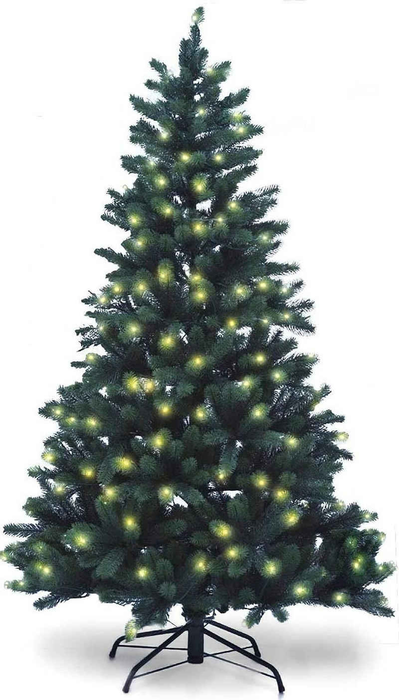 SCHAUMEX Künstlicher Weihnachtsbaum »Spritzguss Weihnachtsbaum mit LED Beleuchtung Höhe: 210cm«, Nordmanntanne, Sehr hochwertig