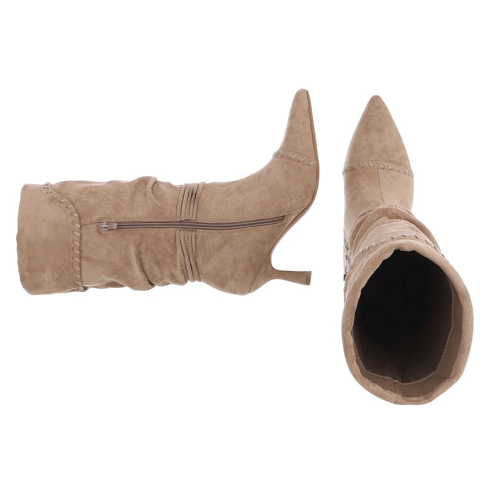 Ital-Design Elegante Stiefel mit spitzer Zehenform und modischen Details Stiefel (90515010) Pfennig-/Stilettoabsatz Stiefel in Hellbraun