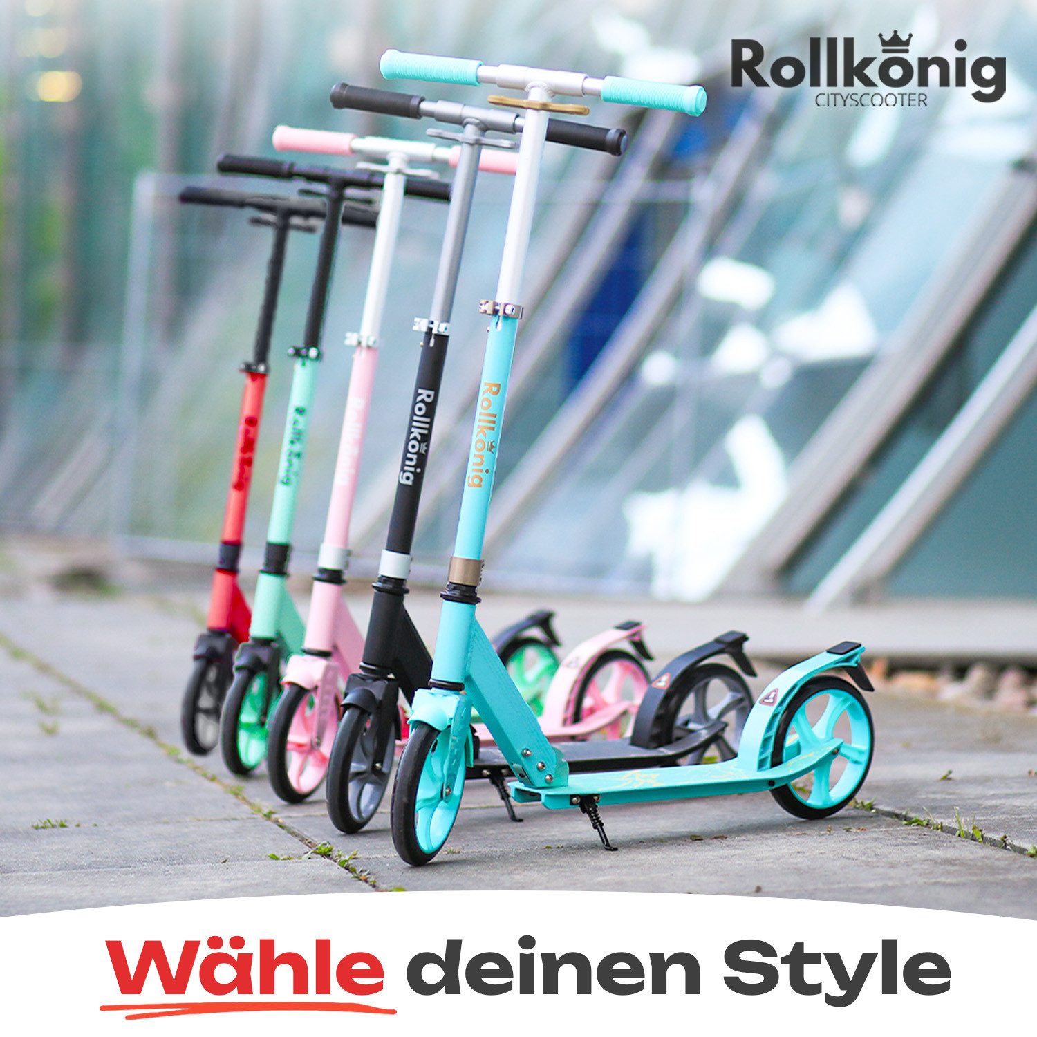 ROLLKÖNIG Tretroller Rollkönig ® Scooter Kinder ab 5 Jahren, City-Scooter mit großen Rädern, Ab 5 Jahres