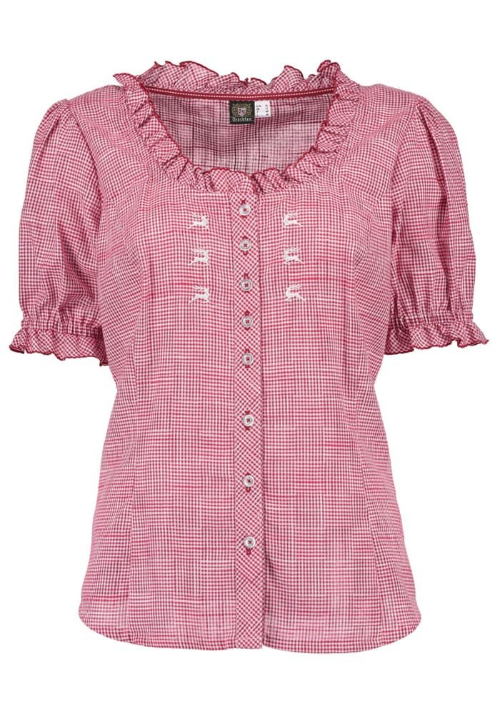 OS Trachten Trachtenbluse Trachtenbluse Editha mittelrot