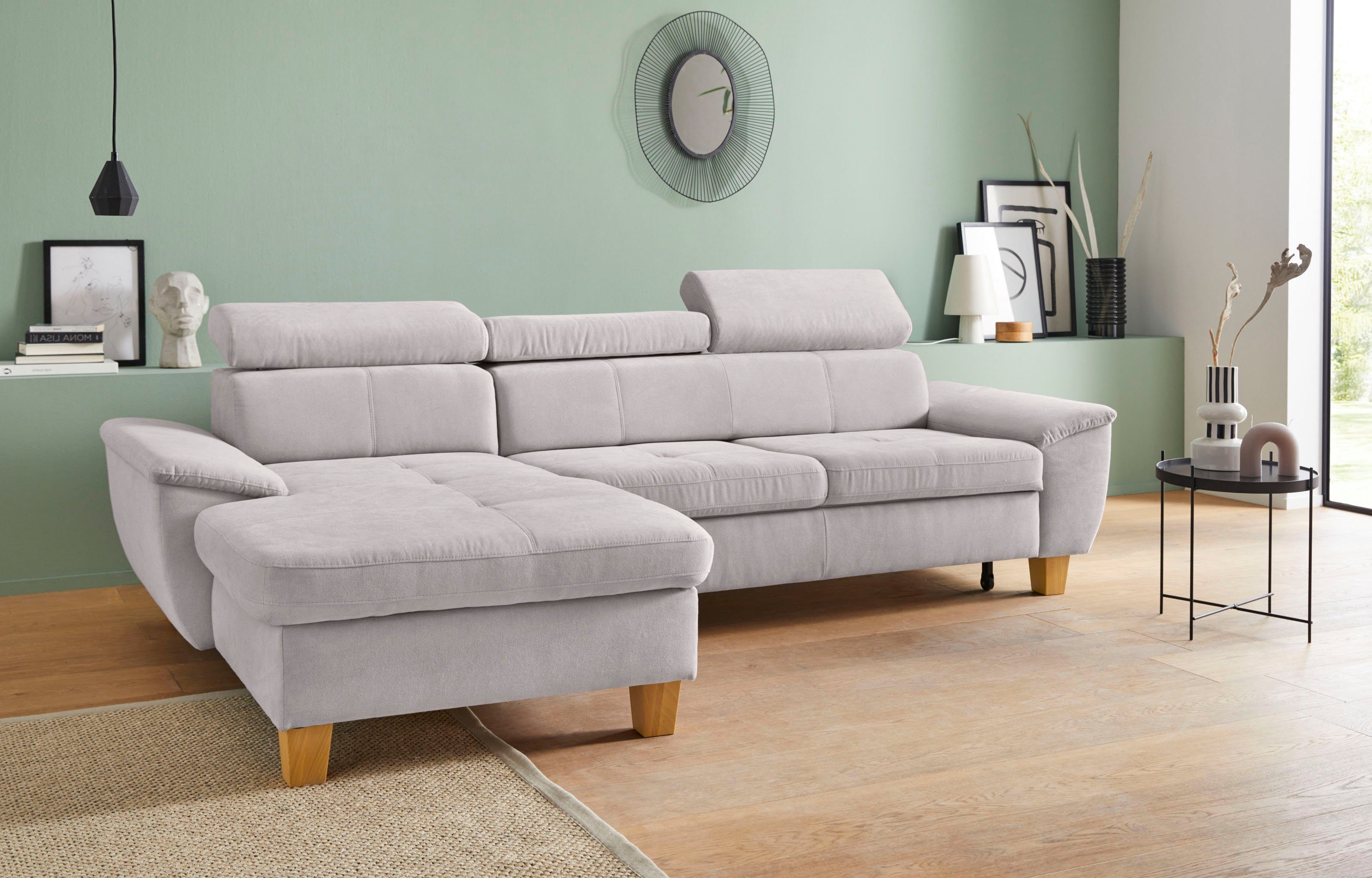 exxpo - sofa fashion Ecksofa Enya, Kopfteilverstellung, wahlweise mit Bettfunktion und Bettkasten
