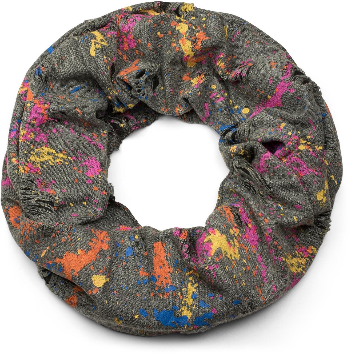 styleBREAKER Loop Loop mit Farbklecksen im Used Look, (1-St)