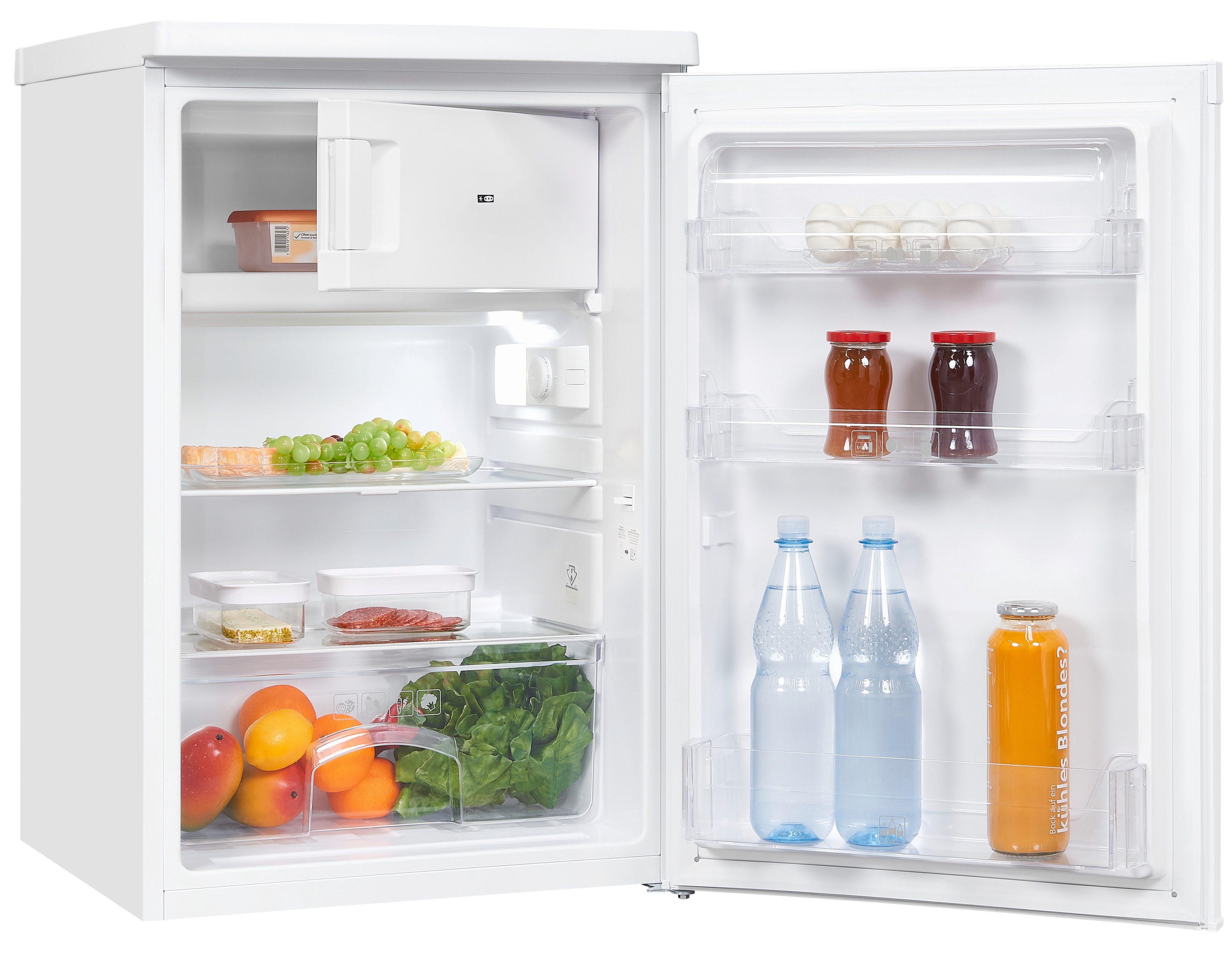 exquisit Kühlschrank KS16-4-E-040E weiss, 85,5 cm hoch, 55 cm breit, Flexibler 109 L Kühl-Gefrier-Kombi: stufenlos regulierbar & kompakt