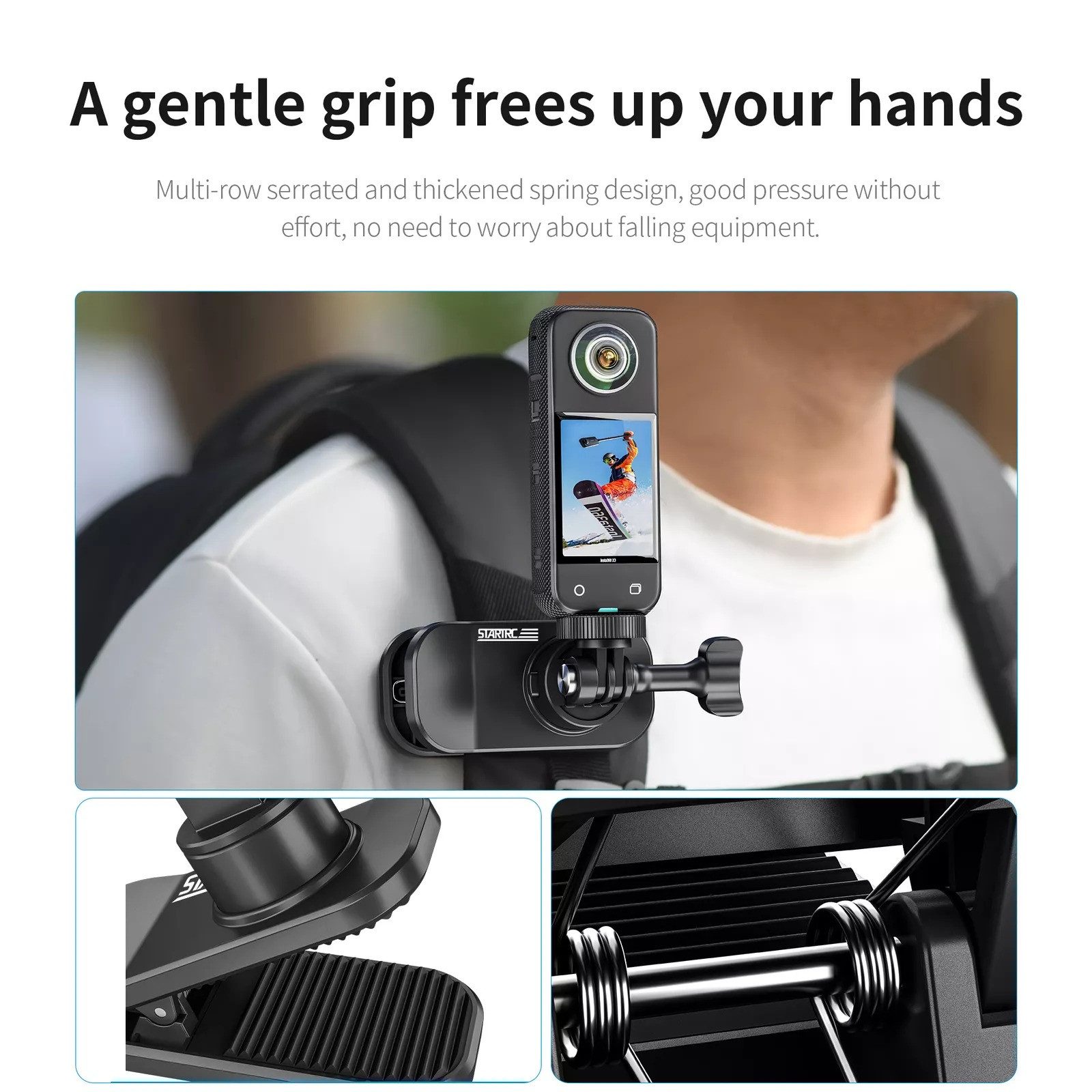 STARTRC Action Cam-Halterung 360° Magnetisch Rucksack Clip Klemmhalterung für DJI Action4 3 GoPro12