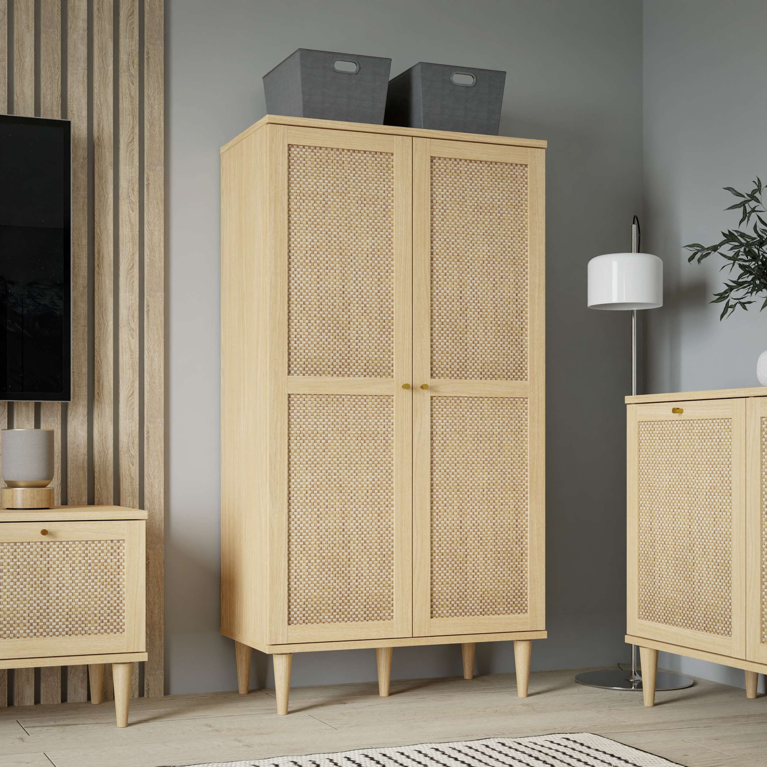 99rooms Highboard Consuelo (Highboard, Schrank), mit 2 Türen, 8 offenen Fächern, aus Holzwerkstoff, mit Soft-Close