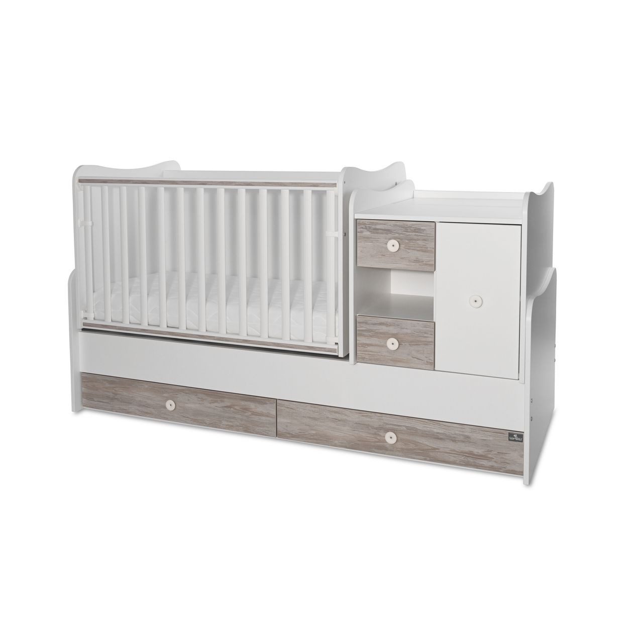 Lorelli Komplettbett Baby- und Kinderbett Mini Max, 3 in 1, umbaubar, für 2 Kinder gleichzeitig