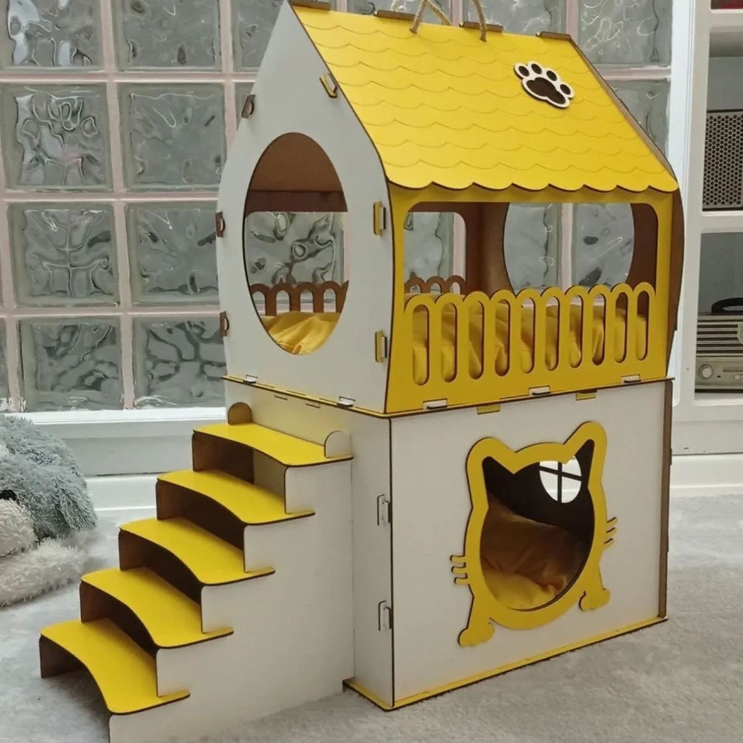 Jungengel Katzenliege 2-stöckiges Katzenhaus mit Treppe günstig online kaufen
