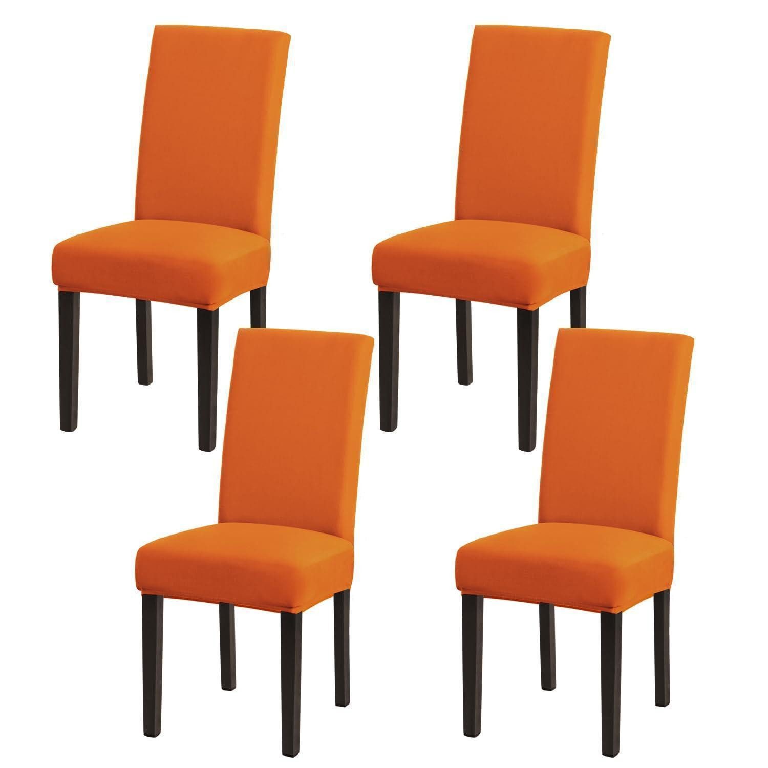 LuxusKollektion Stuhlhusse Stuhlhussen 4er Stretch Gummiband Orange Hochzeit A-orange 4 Stück