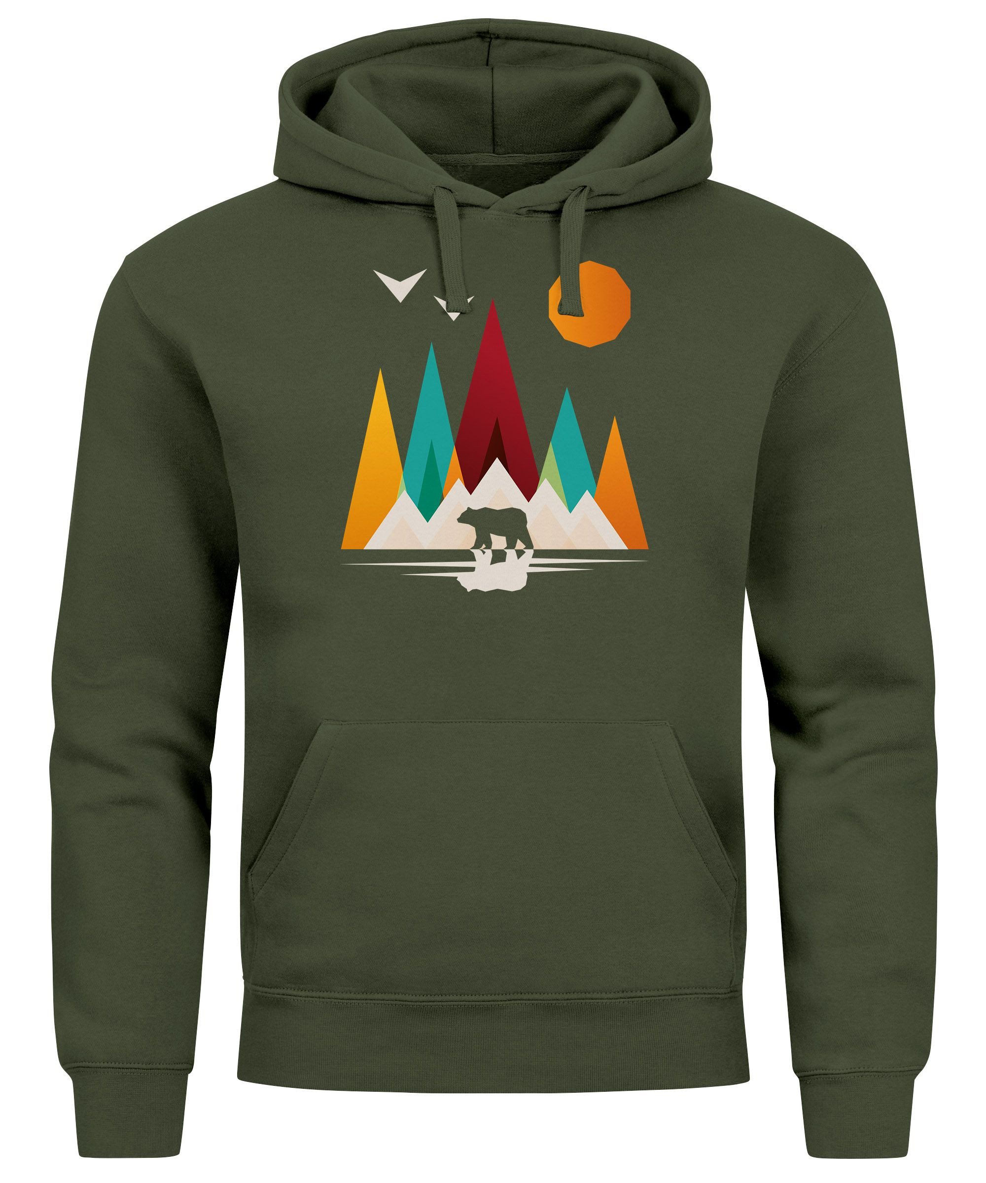 Hoodie Hoodie Herren Berge Bär Natur Polygon Outdoor Printshirt Aufdruck