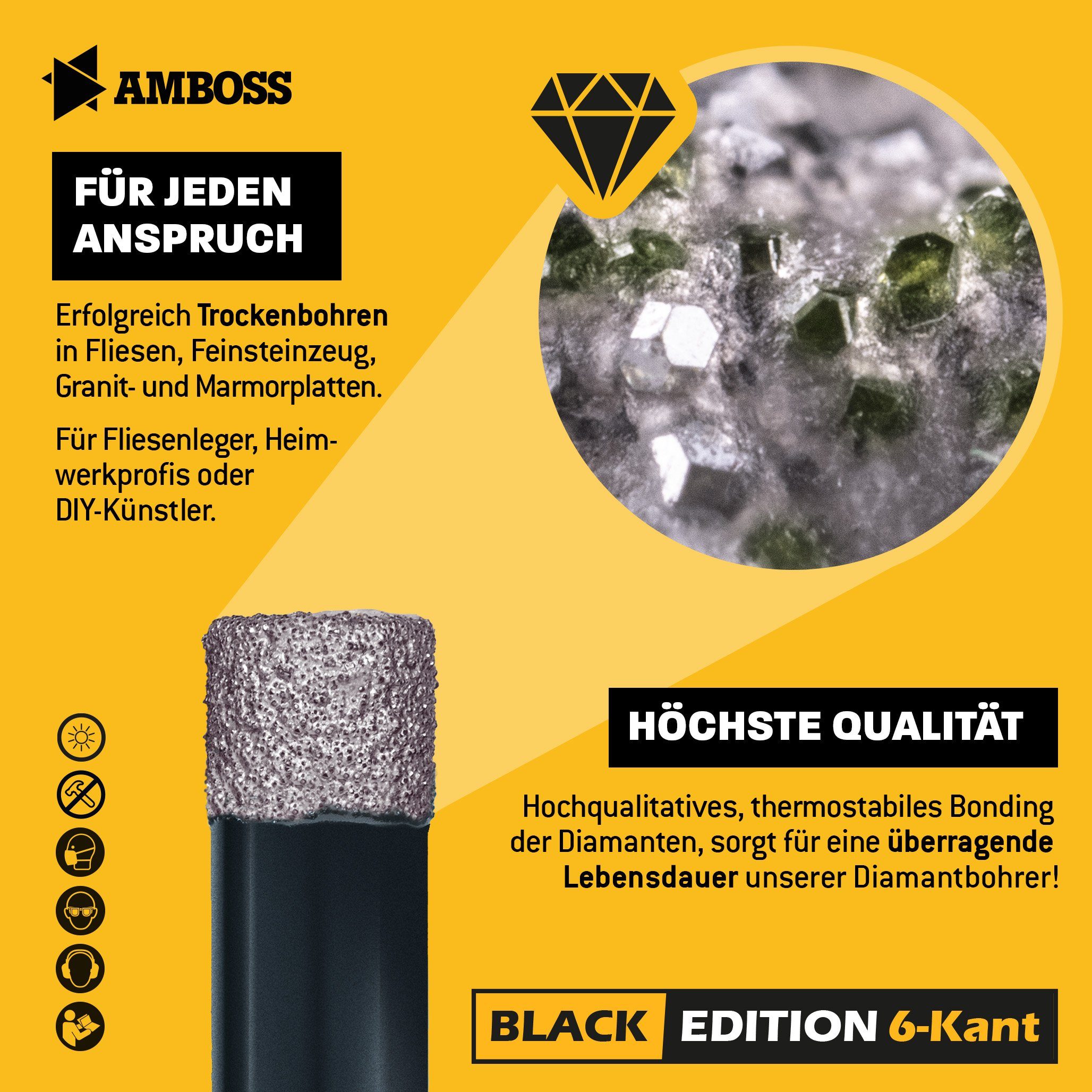 Amboss Werkzeuge Ø 10 Amboss 10 mm, Bohrer Lochsäge mm Diamant Edition Black