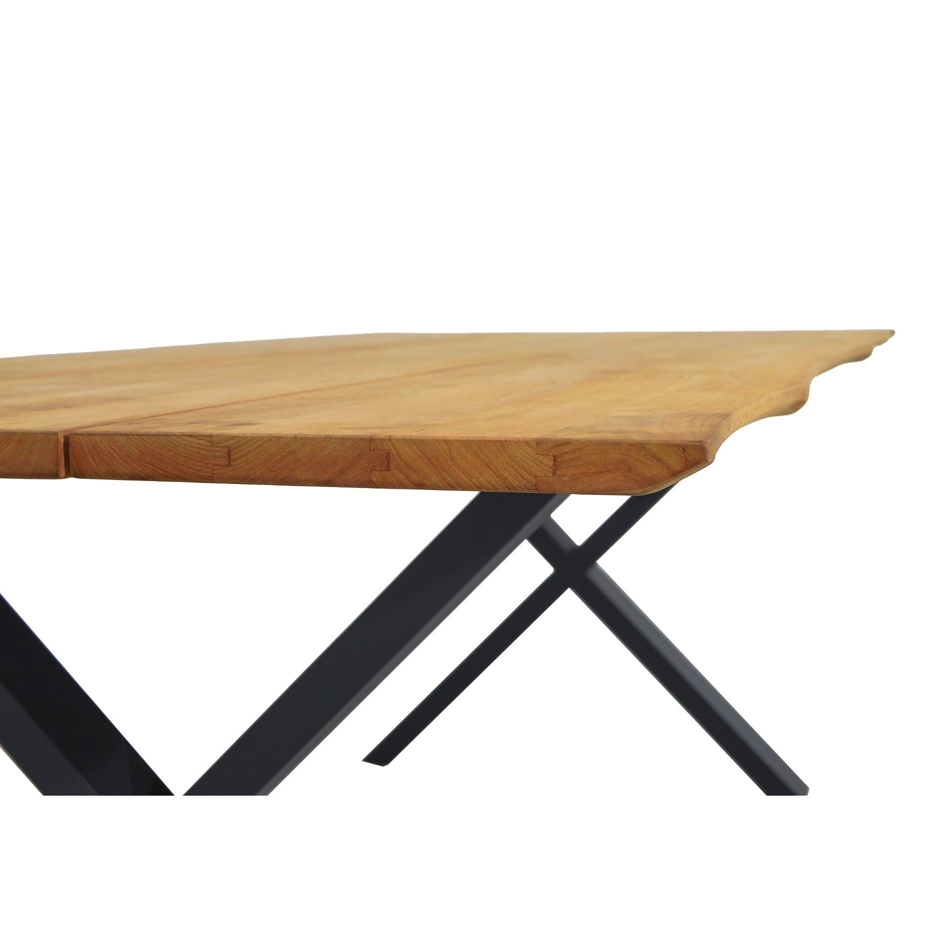 CASA DOMA Gartentisch Falerna, Edelstahl anthrazit/Teak, rechteckig, 210x100 cm