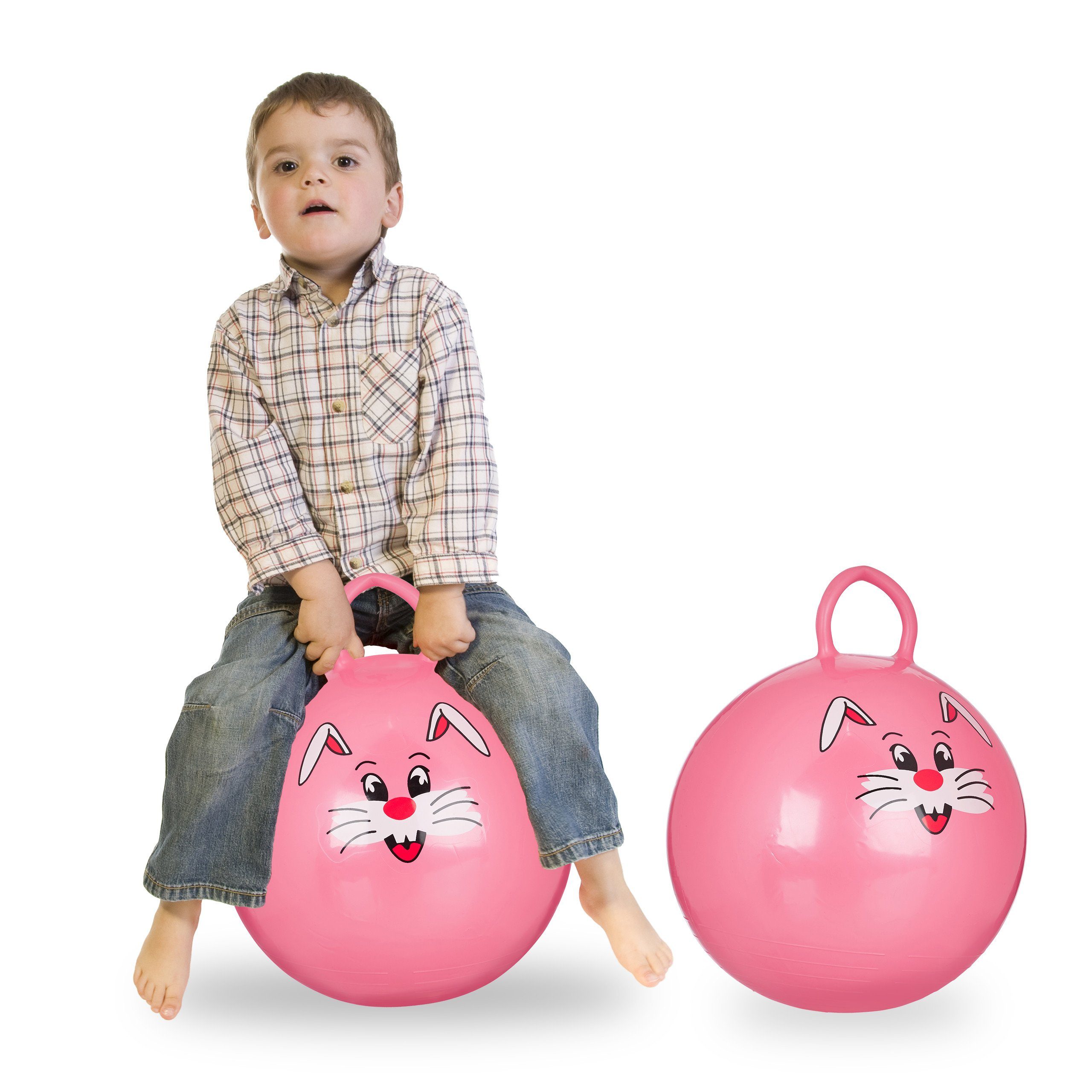 relaxdays Hüpfspielzeug 2 x Hüpfball Kinder pink