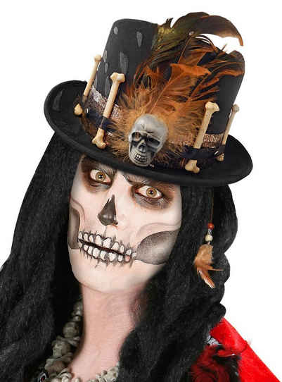 Widdmann Kostüm Voodoo Zylinder, Kultige Kopfbedeckung für Endzeit-LARP und Tag der Toten