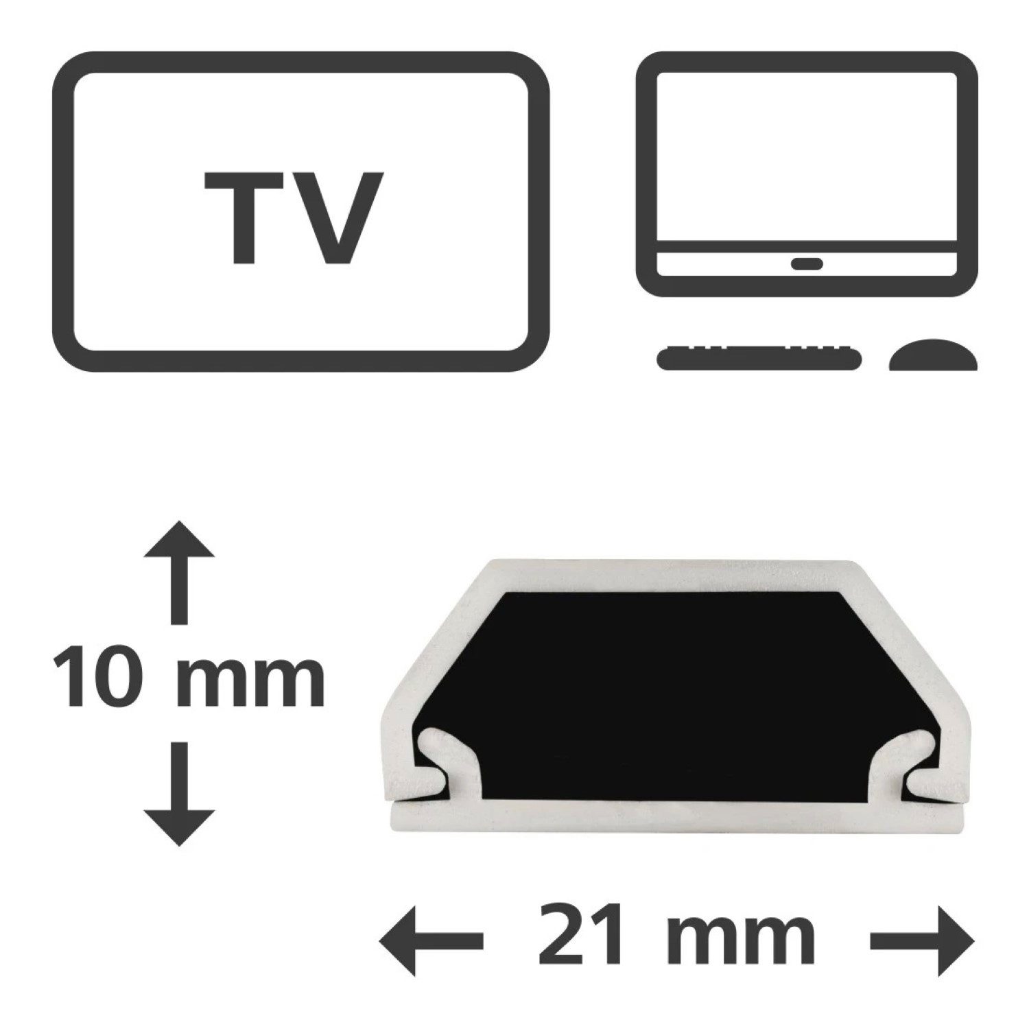 Hama Hama PVC 3m Kabelleiste Leitungskanal Weiß Computer-Kabel, Kein, (300 cm), Kabelkanal eckig Sockel Wand Boden Aufputz TV Beamer PC Audio HiFi – Bild 4 von 5