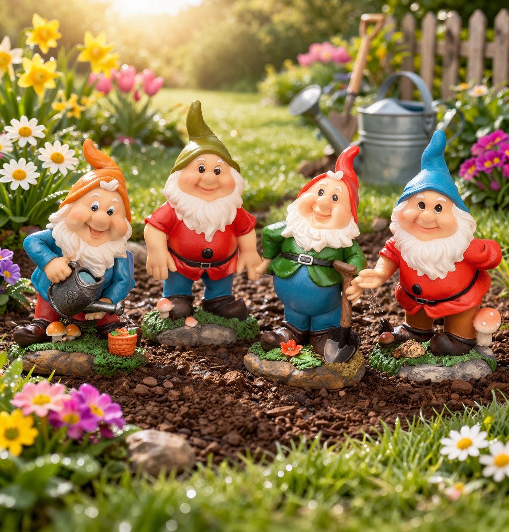 Geschenk-Himmel Gartenzwerg 4 Lustige Gartenzwerge Zwerge GNOME Gartenzwerg Gartenfigur Zwerg