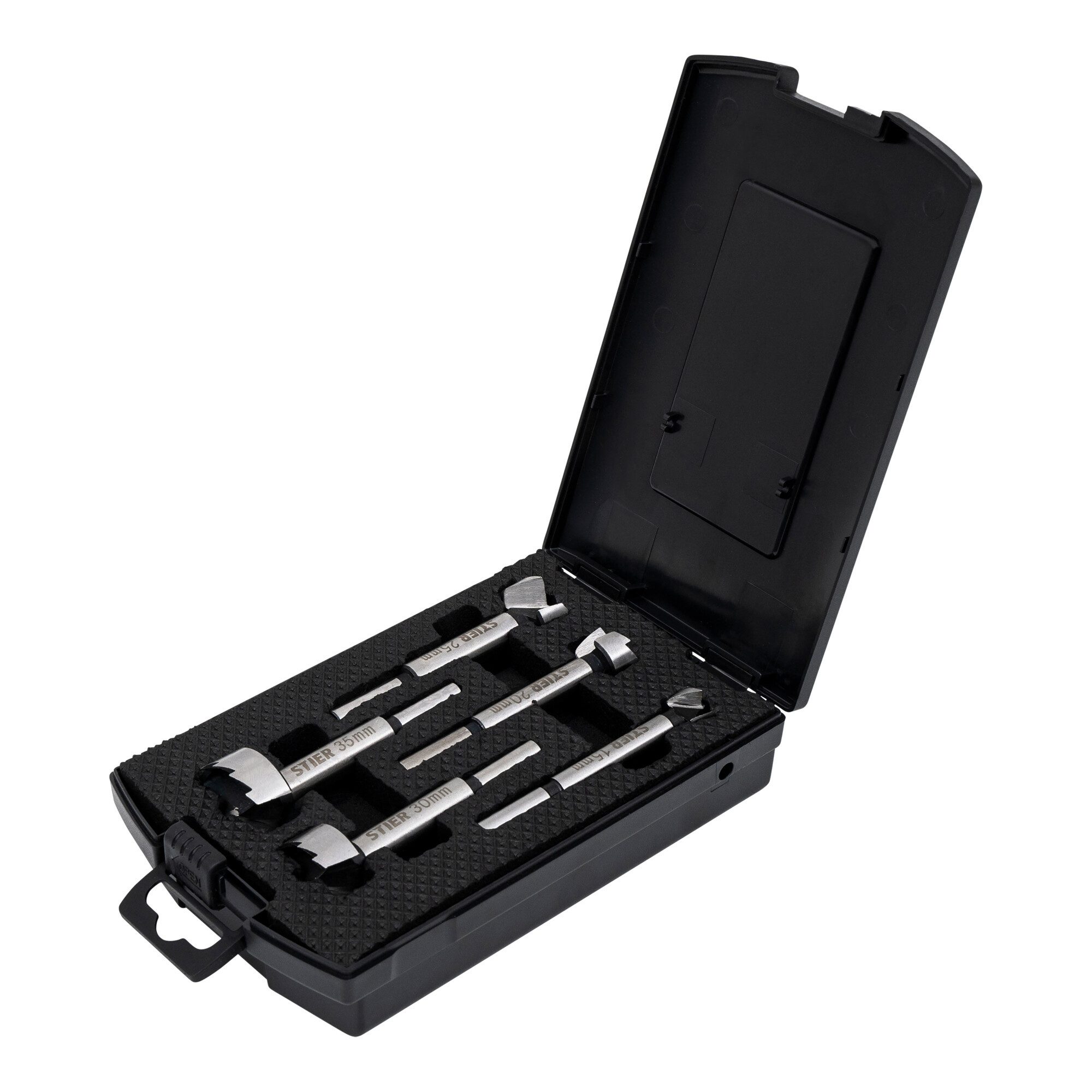Stier Holzbohrer STIER hochwertiger Forstnerbohrer Set 5-teilig in praktischer Kassette