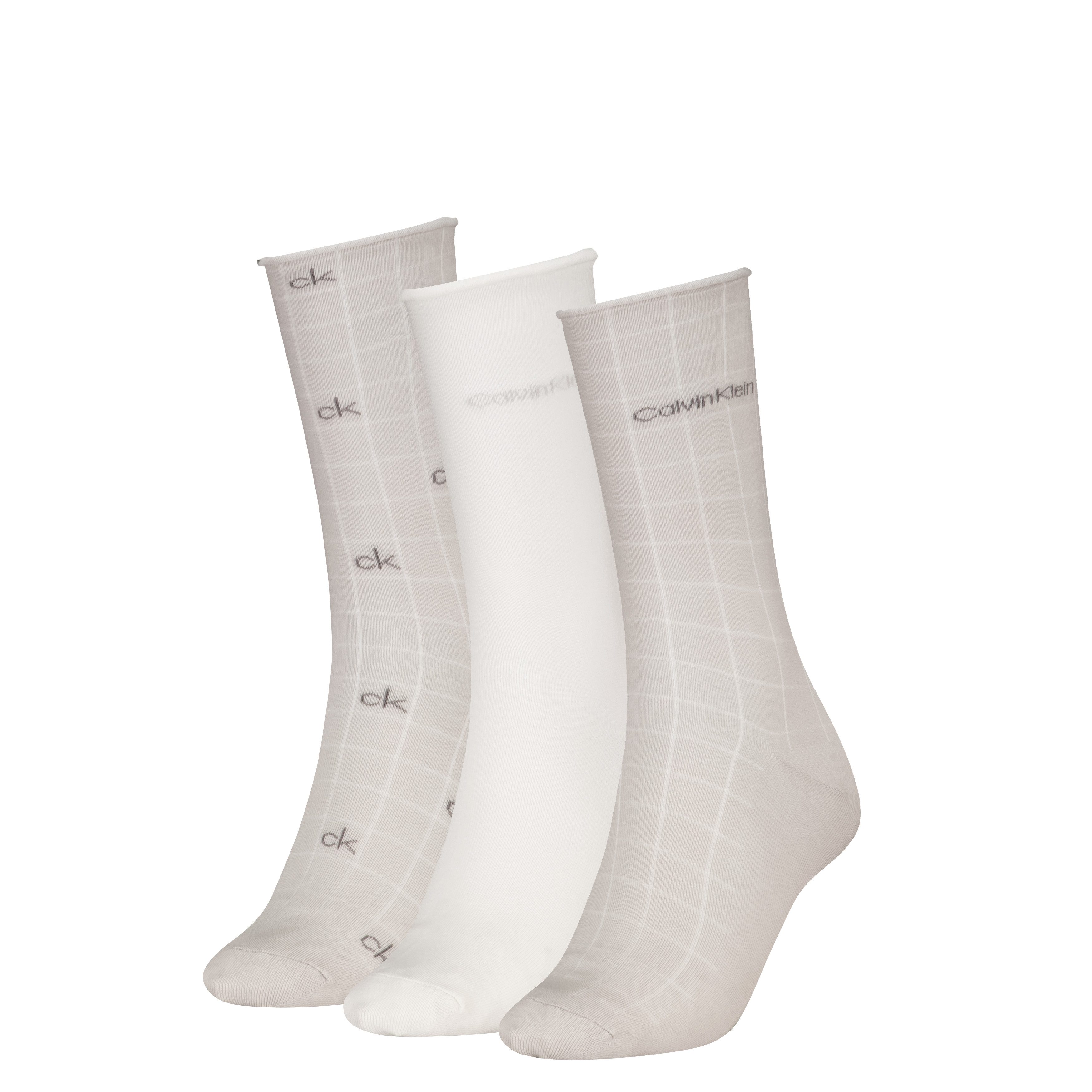 Calvin Klein Socken CK WOMEN SOCK GIFTBOX GRID AOP (3er Pack) Geschenkbox