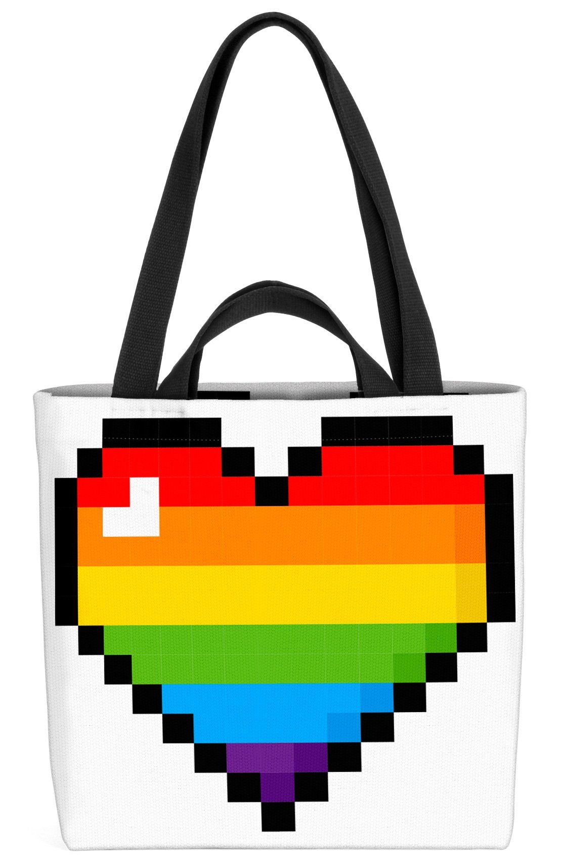 VOID Henkeltasche (1-tlg), Pixel Heart LGBTQ Herz Digital Boy Game 8-Bit Gay pride flag parade c