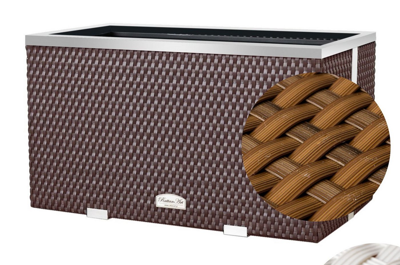 Thumbnail - dynamic24 Pflanzkübel, Polyrattan Pflanzgefäß mit Alurahmen 70cm
