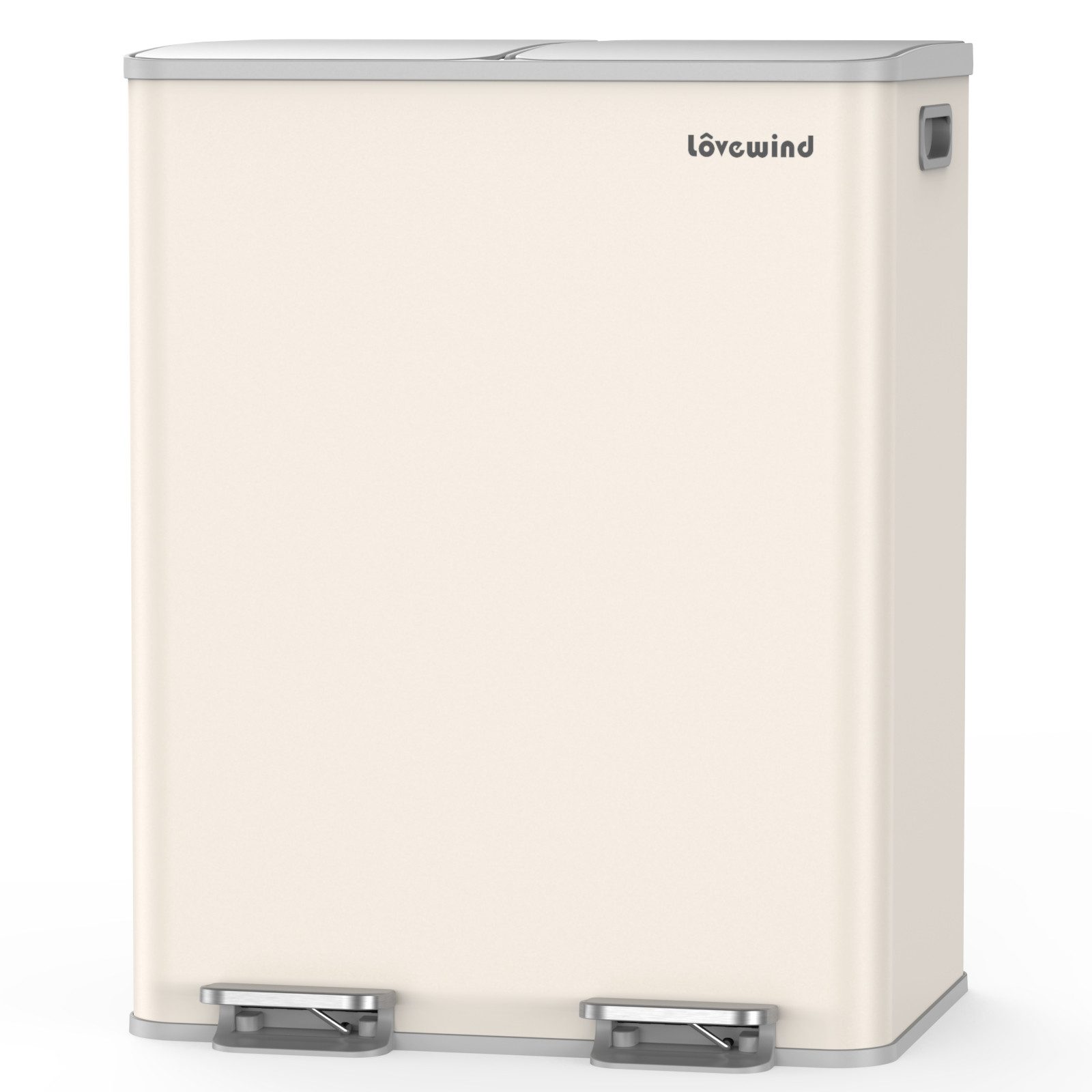 Lovewind Mülleimer Mülltrennsystem 2 Fächer 60 L Küche 2 × 30 L Treteimer Edelstahl, Mülltrennung 2 Fächern Soft-Close Deckel Anti-Fingerprint Edelstahl