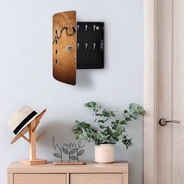 banjado Schlüsselkasten Edelstahl Holz (verstellbarer Magnetverschluss, mit 10 Haken), 24 x 21,5 x 7 cm