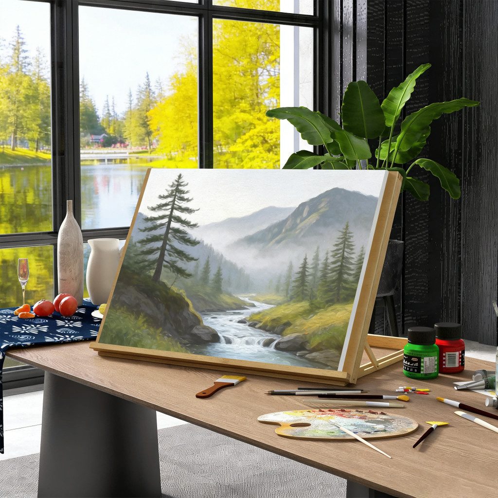 BlingBin Tischstaffelei Klappbar 75,8x51cm Verstellbar Sitzstaffelei aus Buchenholz, als Zeichenbrett & Präsentationsständer