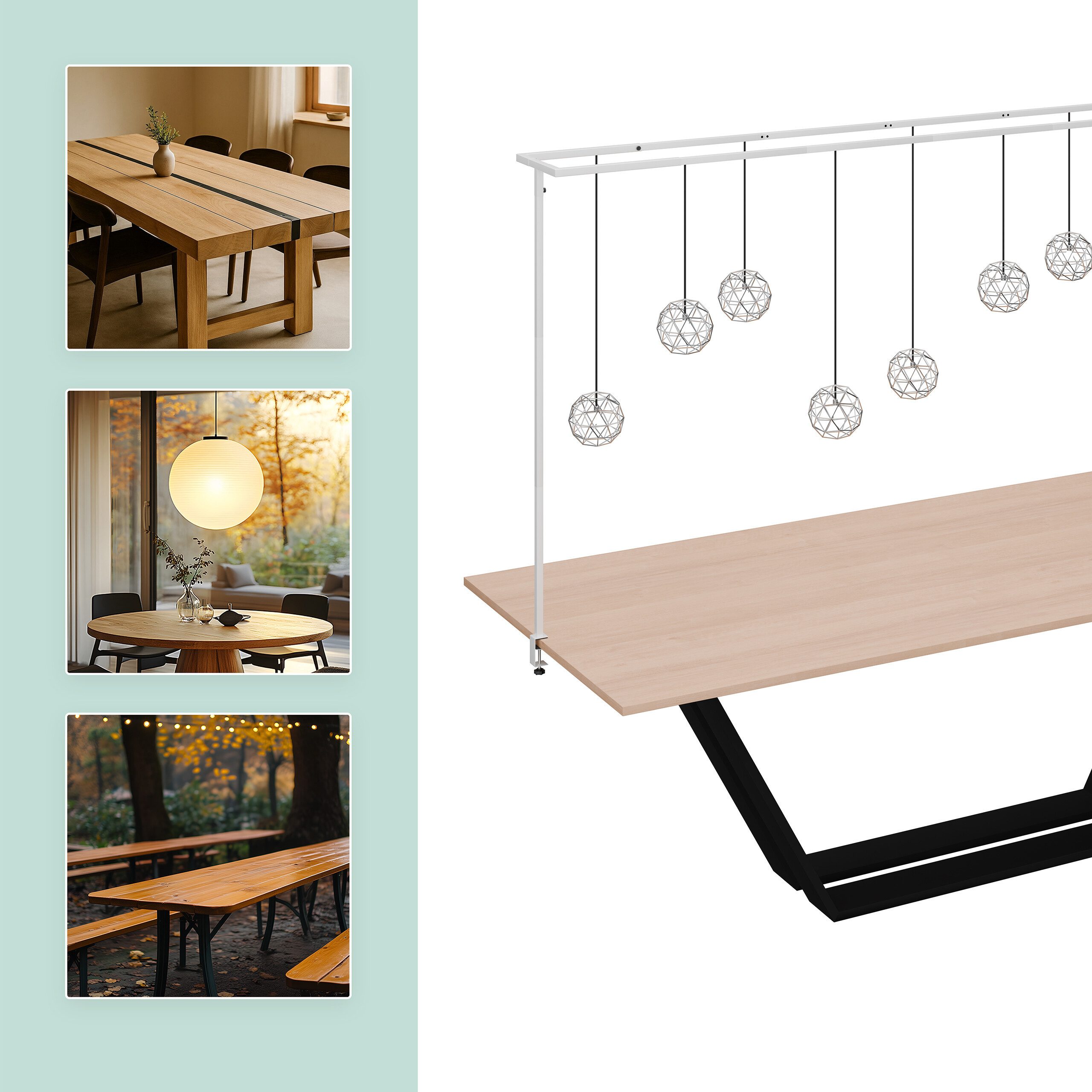 relaxdays Dekoobjekt Ausziehbarer Tischbogen mit 2 Stangen, weiß