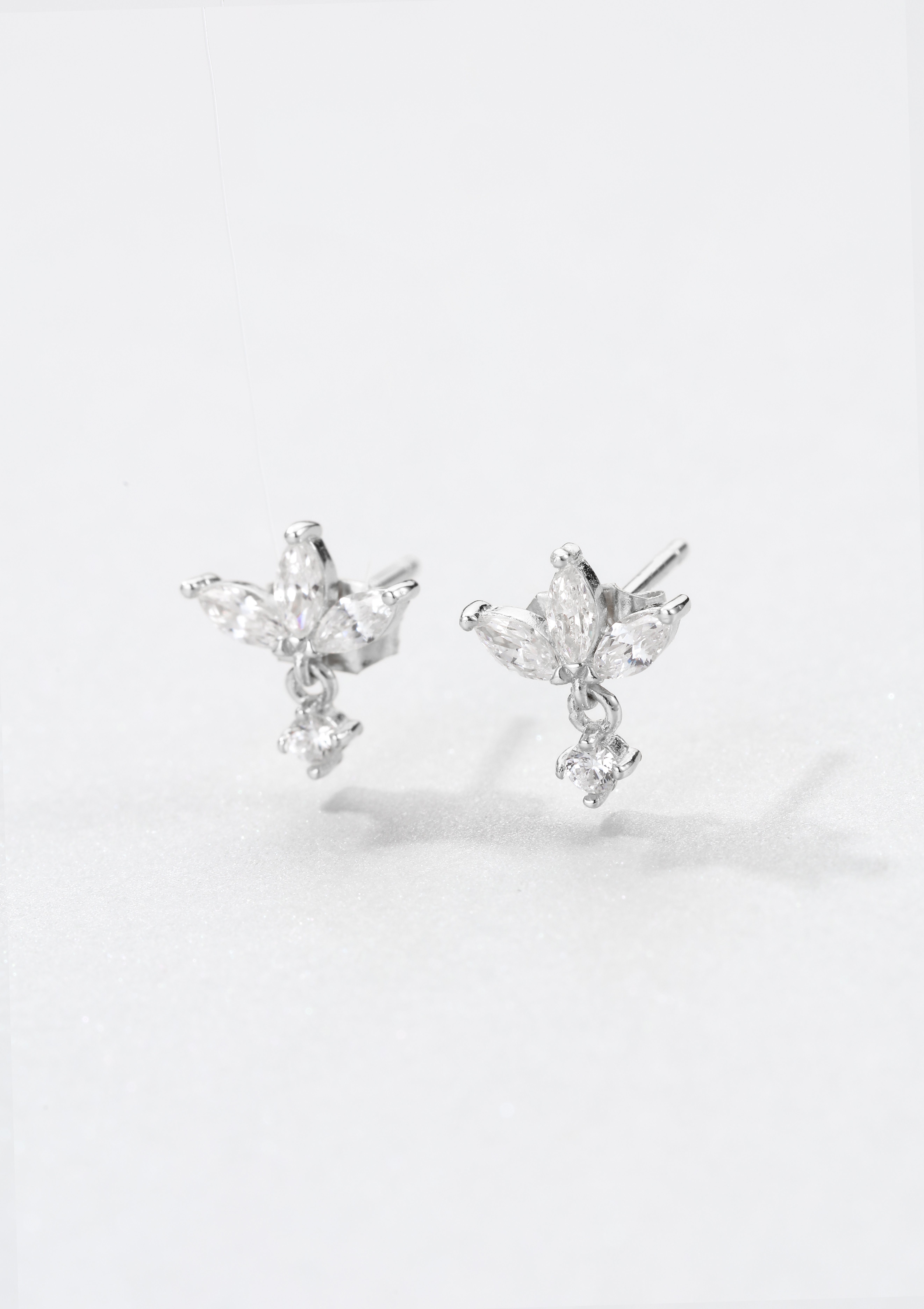 Hey Happiness Paar Ohrstecker Tropfen Silber 925 Ohrringe Blume Zirkonia, v günstig online kaufen