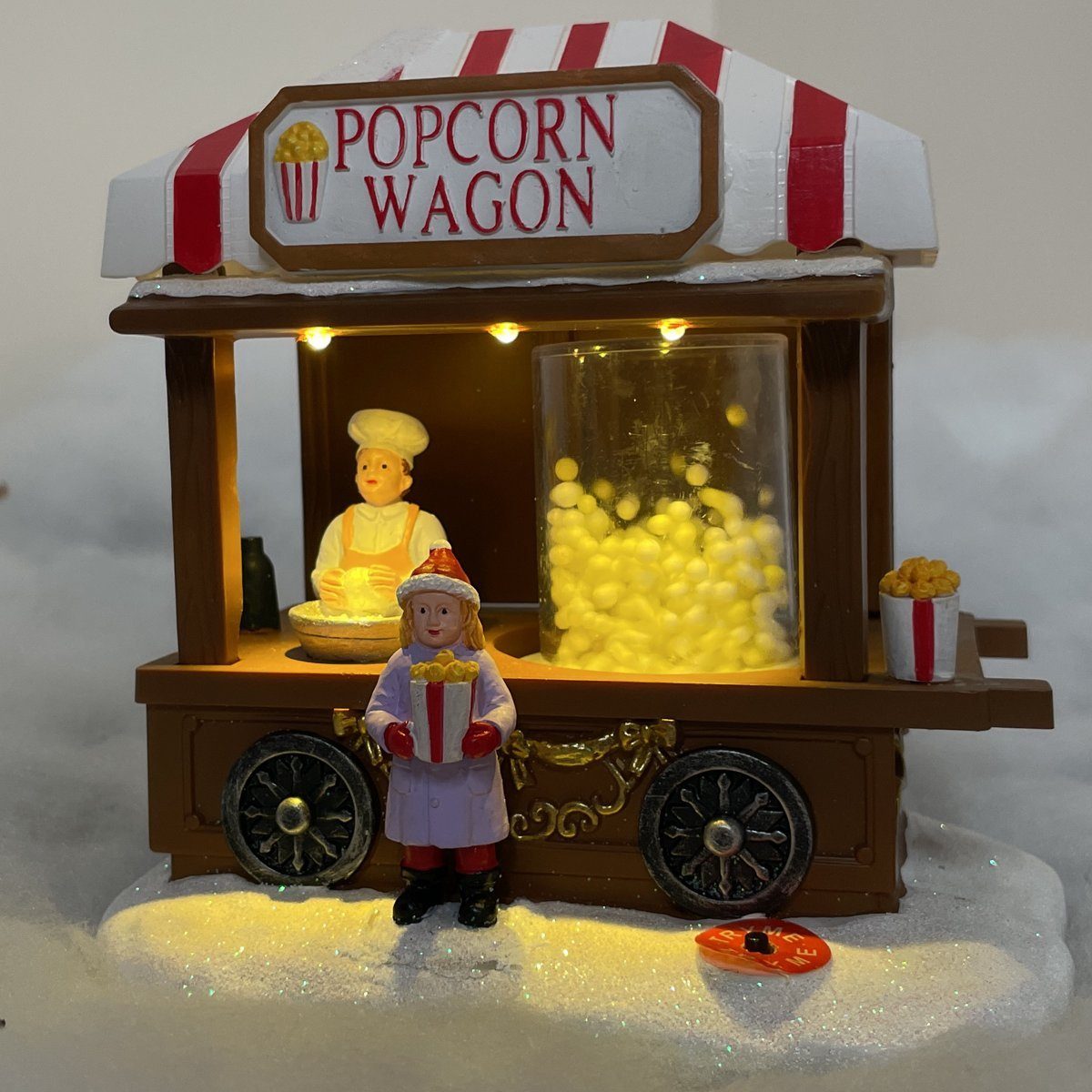 Popcornstand Weihnachtsdorf LED Beleuchtung,Musik,bewegendens Popcorn mit e4fun