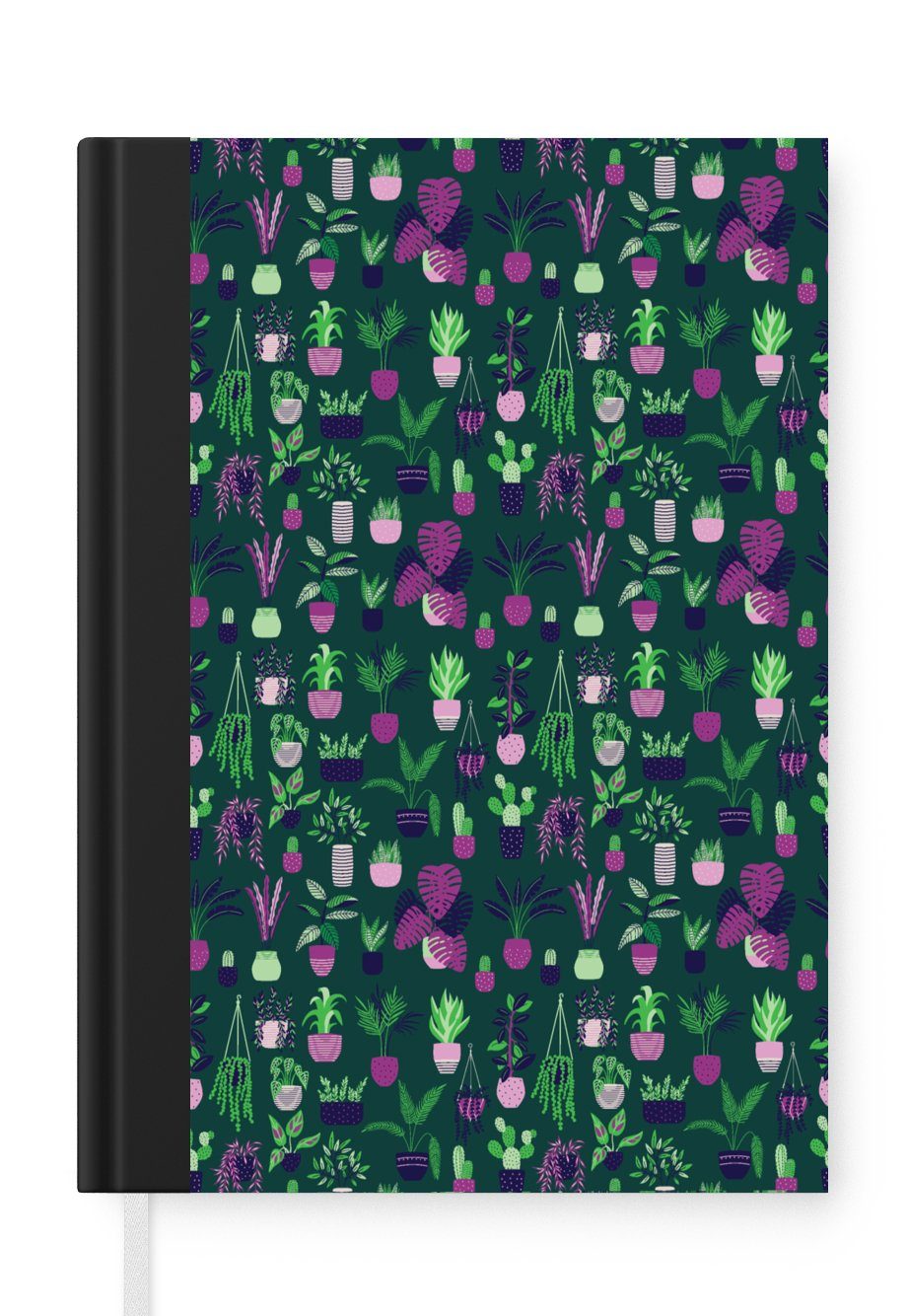 MuchoWow Notizbuch Pflanzen - Muster - Kaktus, Journal, Merkzettel, Tagebuch, Notizheft, A5, 98 Seiten, Haushaltsbuch