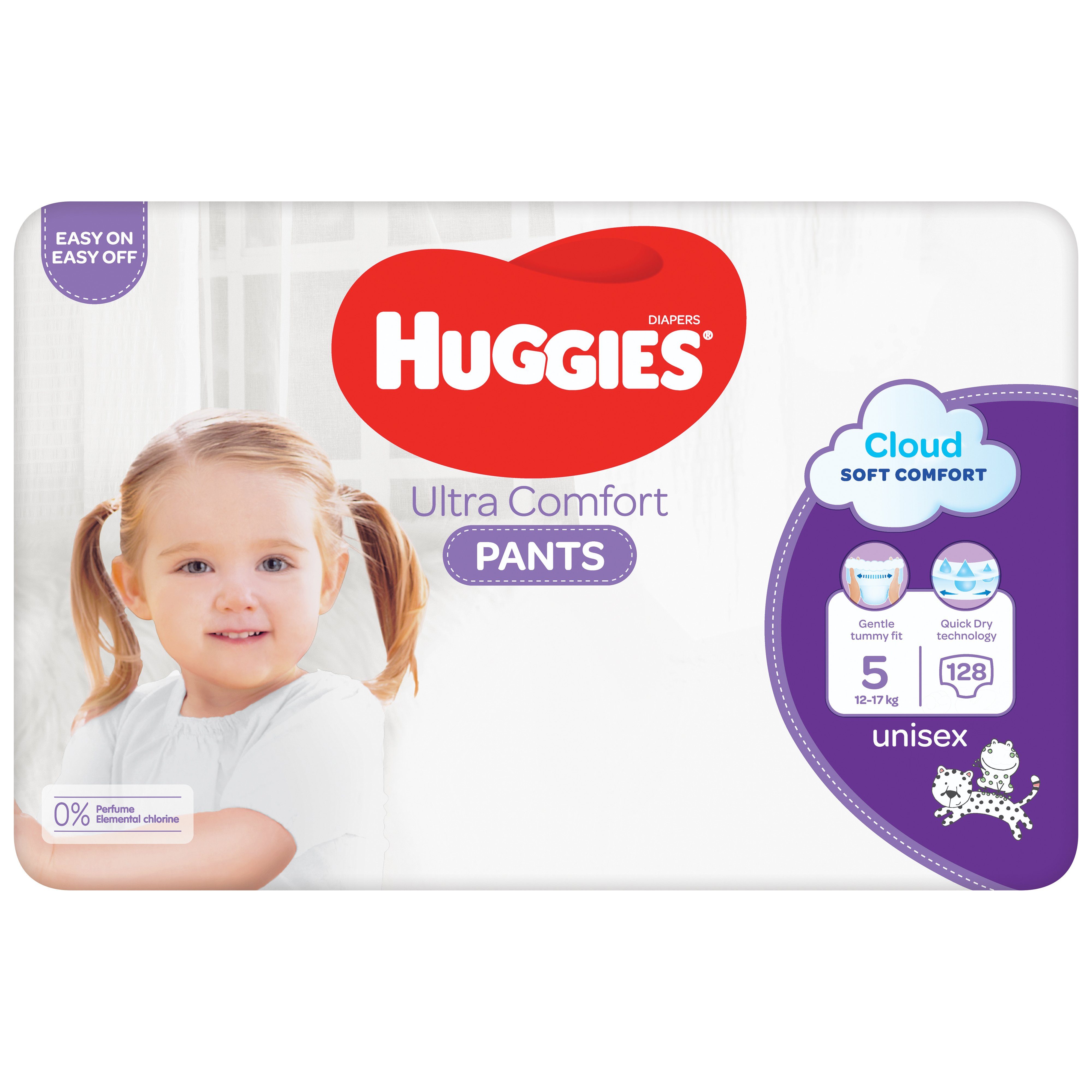 HUGGIES Windeln Ultra Größe (12-17 Comfort kg), Pants Baby-Windeln 5 St., 128