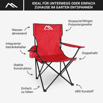 MSports® Campingstuhl Campingstuhl faltbar 2er Set - klappbar extra leicht inkl. Tragetasche - pflegeleicht und abwaschbar mit Getränkehalter