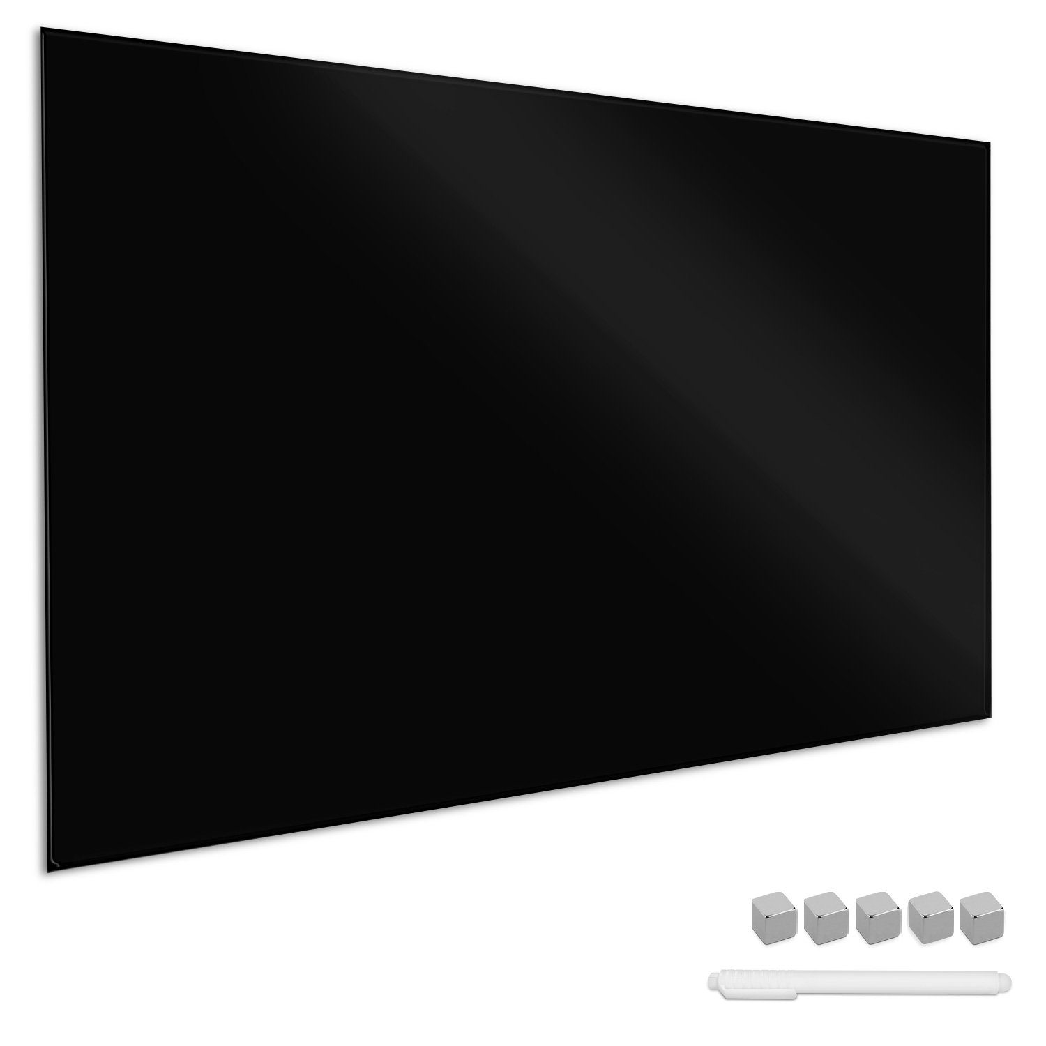 Navaris Magnettafel Magnetboard aus Glas - 90x60 cm - inkl. Magnete/Stift/Halterung, (1-tlg)