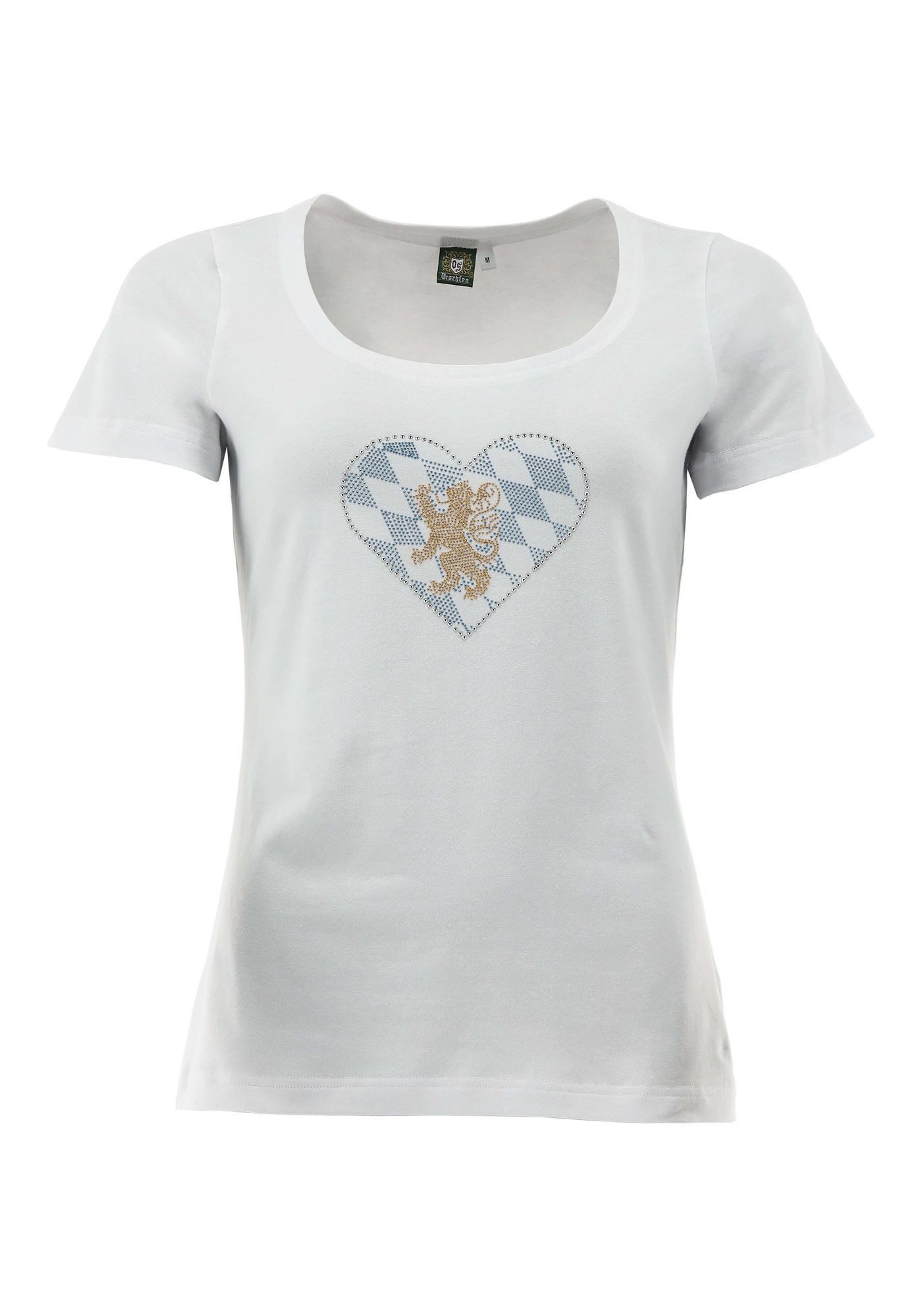 OS Trachten T-Shirt Kreke Tailliert, Rundhalsausschnitt, Strass-Herz im Bay günstig online kaufen