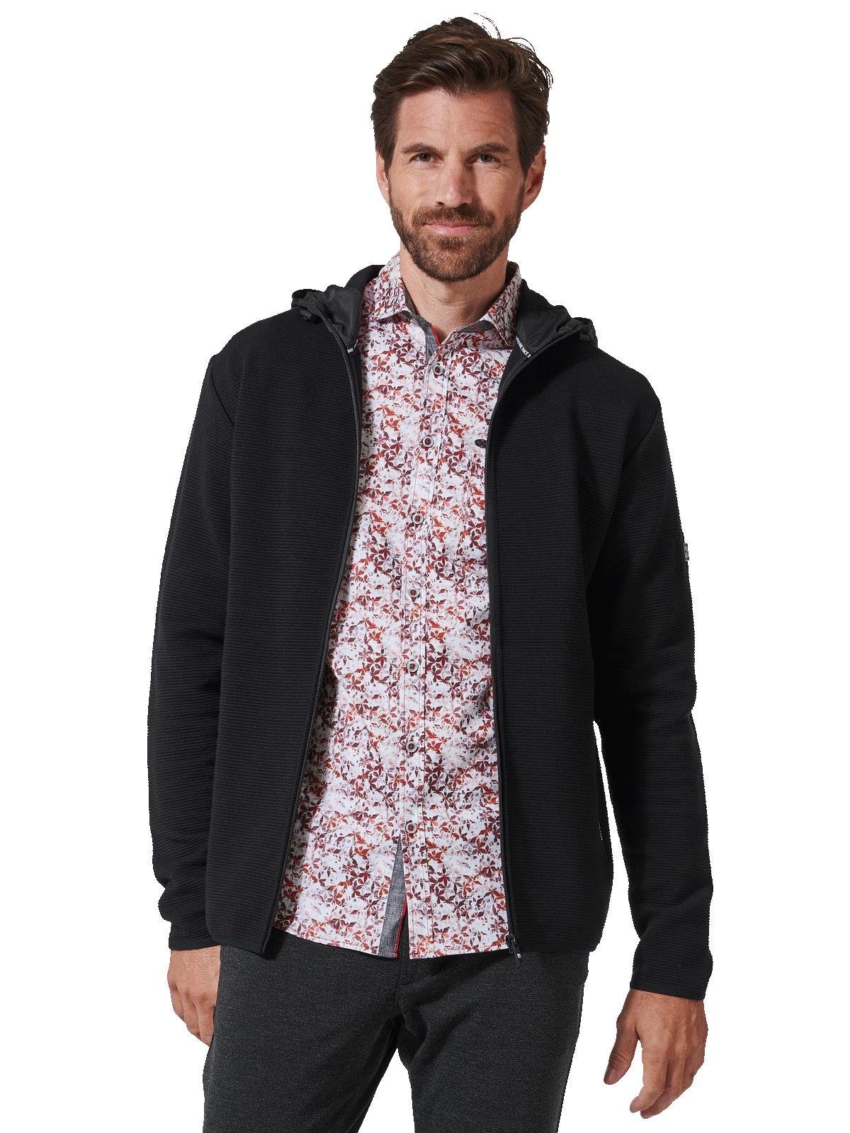 Kapuzensweatjacke engbers Herren Sweatjacke mit Kapuze, Schwarz
