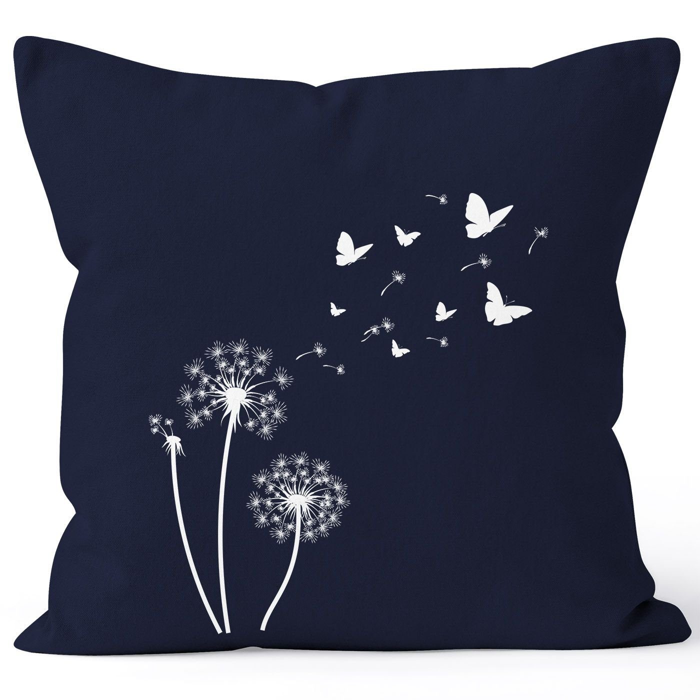 Autiga Dekokissen Kissenbezug Pusteblume Schmetterlinge Dandelion Butterflys Kissen-Hülle Deko-Kissen Baumwolle Autiga® navy