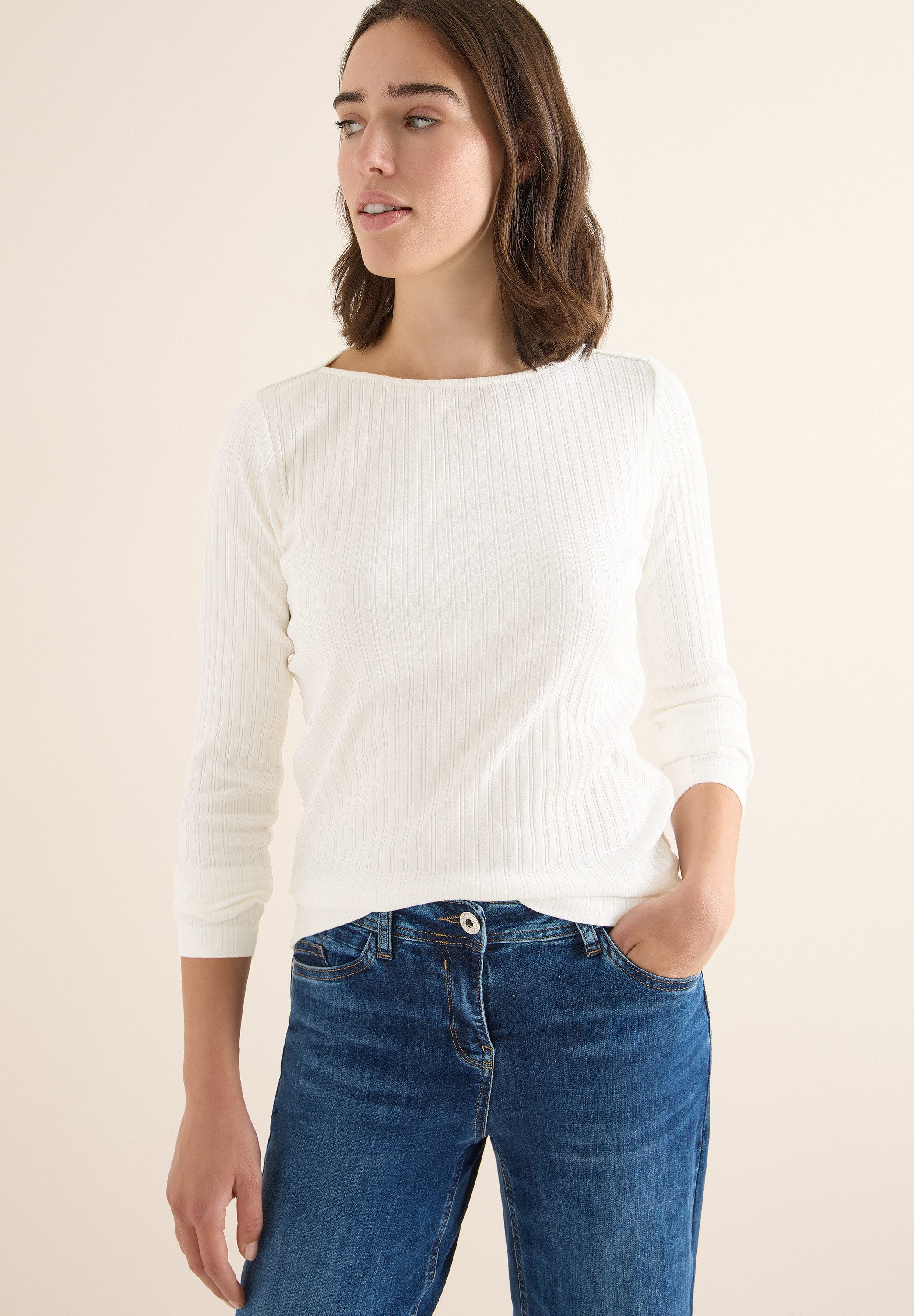 CECIL Langarmshirt mit U-Boot-Ausschnitt