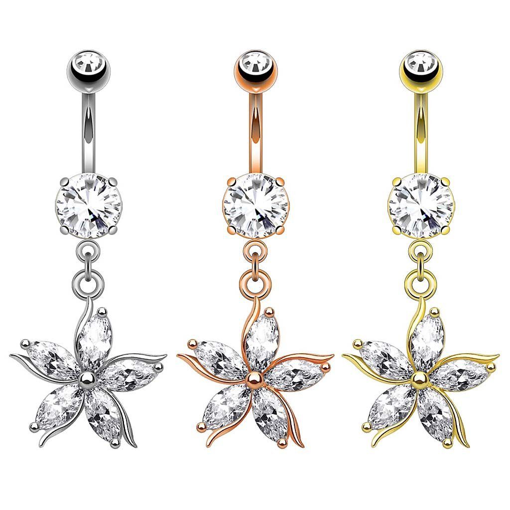 Taffstyle Bauchnabelpiercing Piercing Chirurgenstahl Kristall Blumen, günstig online kaufen
