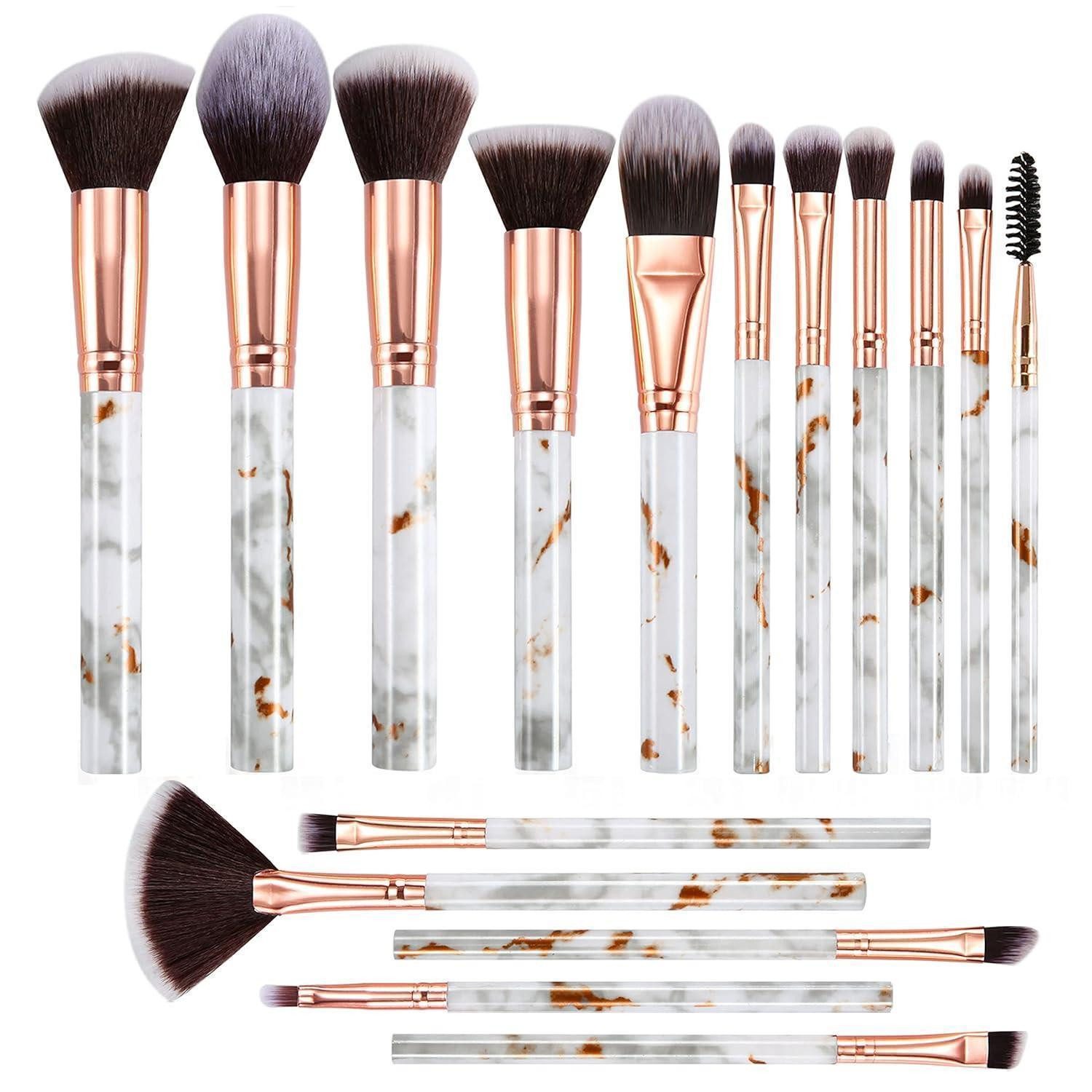 LuxusKollektion Kosmetikpinsel-Set Pinselset Makeup 16 Stück Professionelle Marmor Gesicht Make Up