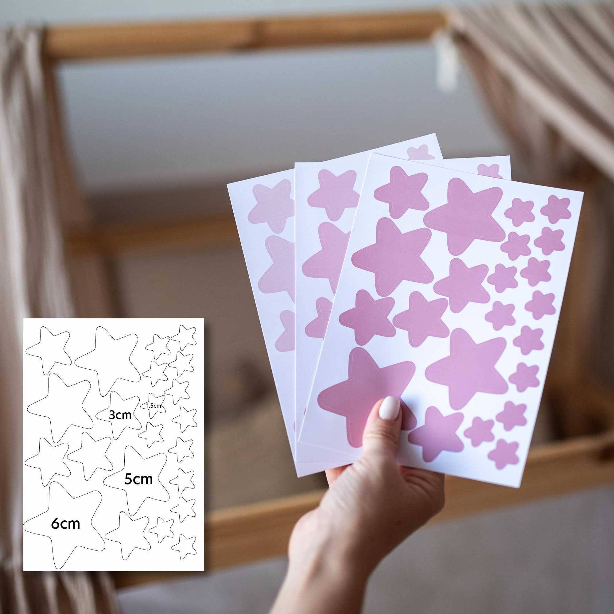 lilimaus Wandsticker Herzen, Sterne & Punkte selbstklebend - Deko fürs Kinderzimmer (132 St), Herzen, Sterne oder Punkte - 36er- & 132er-Set, ablösbar
