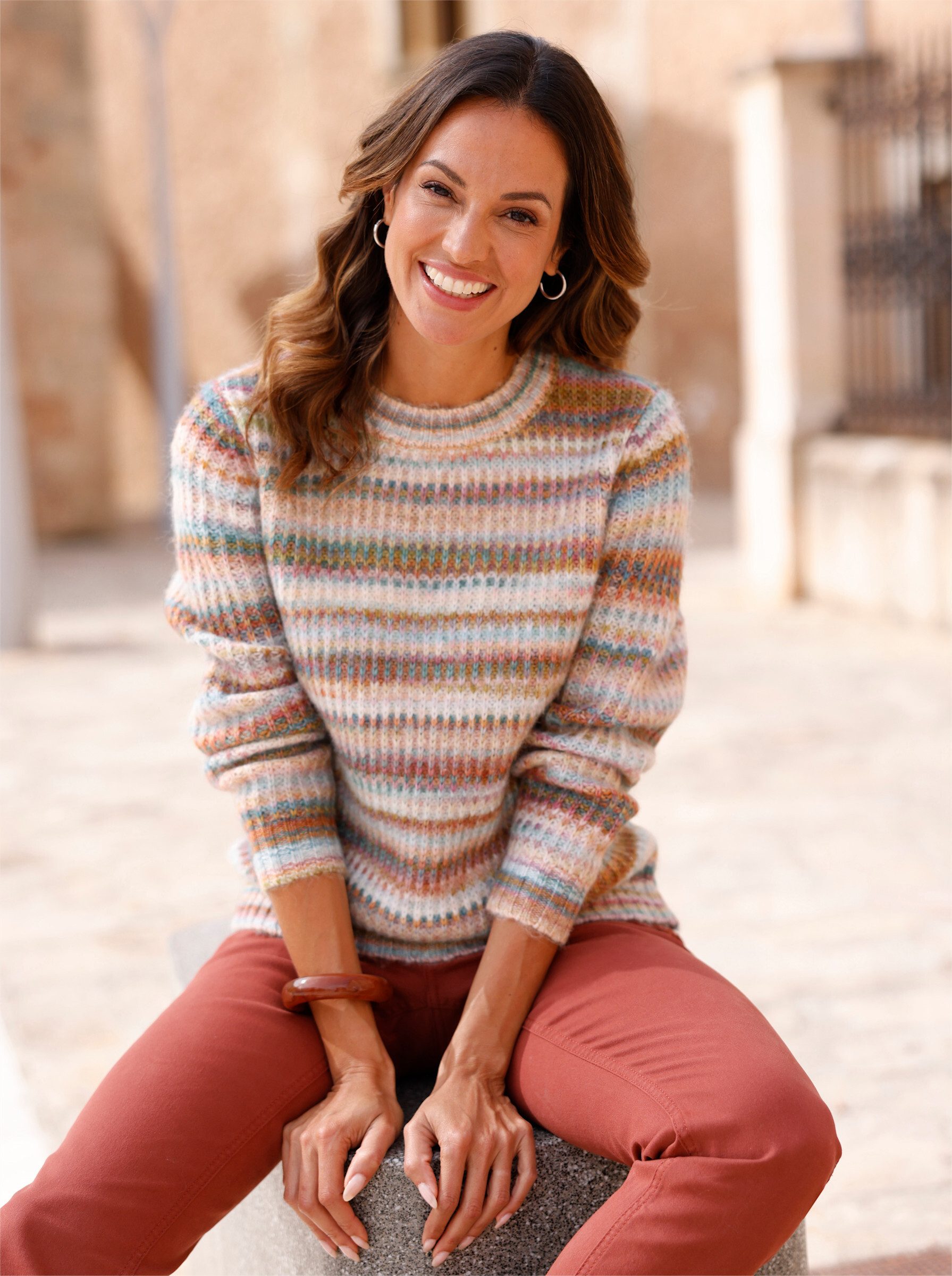 Strickpullover Pullover Langarm Rippoptik