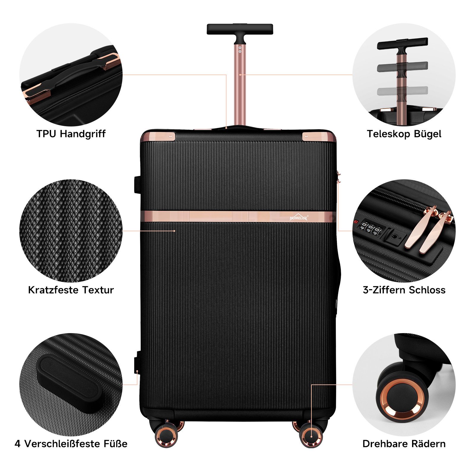 HOMELUX Kofferset Kofferset Reisekoffer 3er Set Hartschalen Koffer Trolley günstig online kaufen