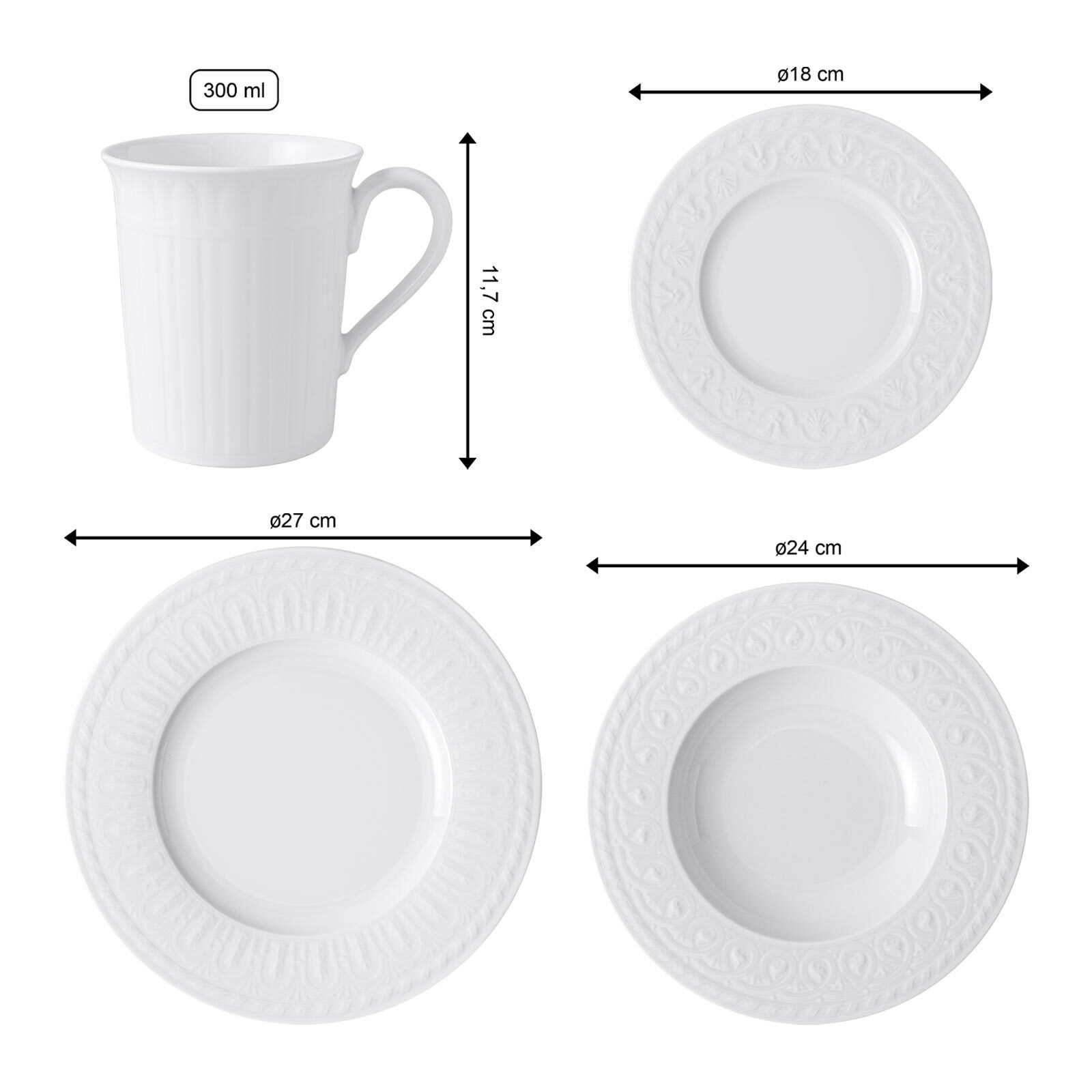 Villeroy & Boch Kombiservice Cellini Geschirr-Set 24er Set (24-tlg), 6 Personen, Porzellan