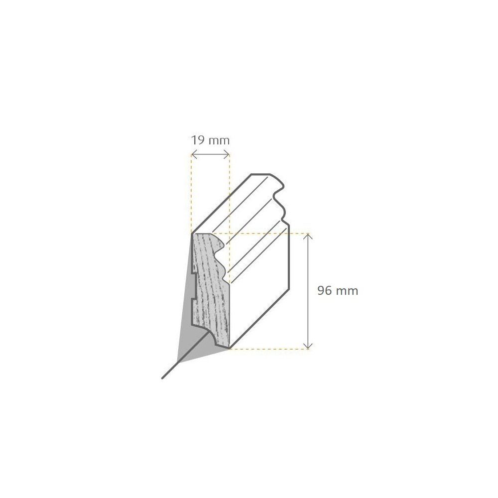 Kosche Sockelleiste Massivholz, 19 x 96 x 2400 mm, Weiß, Fußleiste
