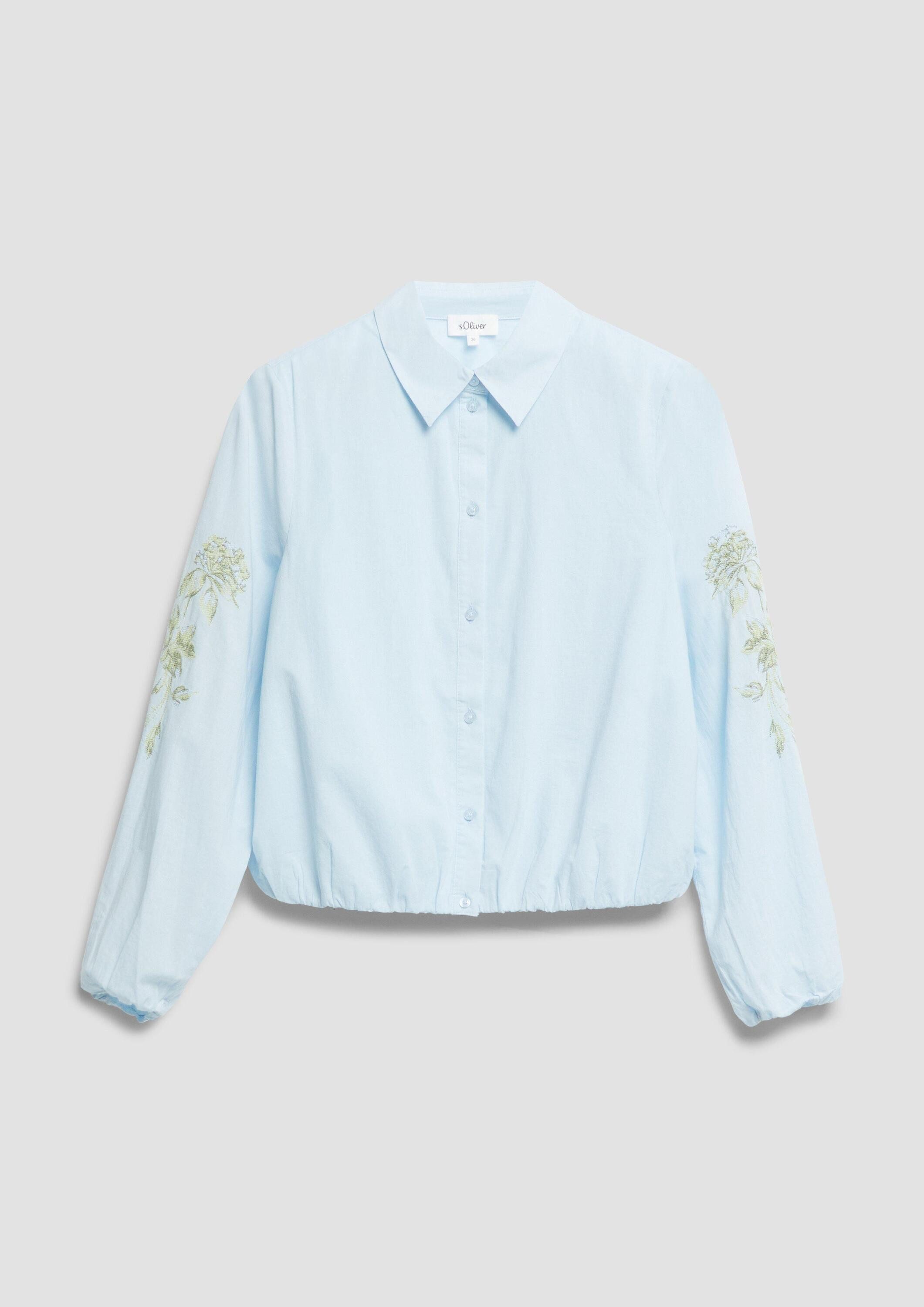 s.Oliver Langarmbluse Bluse Baumwollbluse im O-Shape mit Stickerei