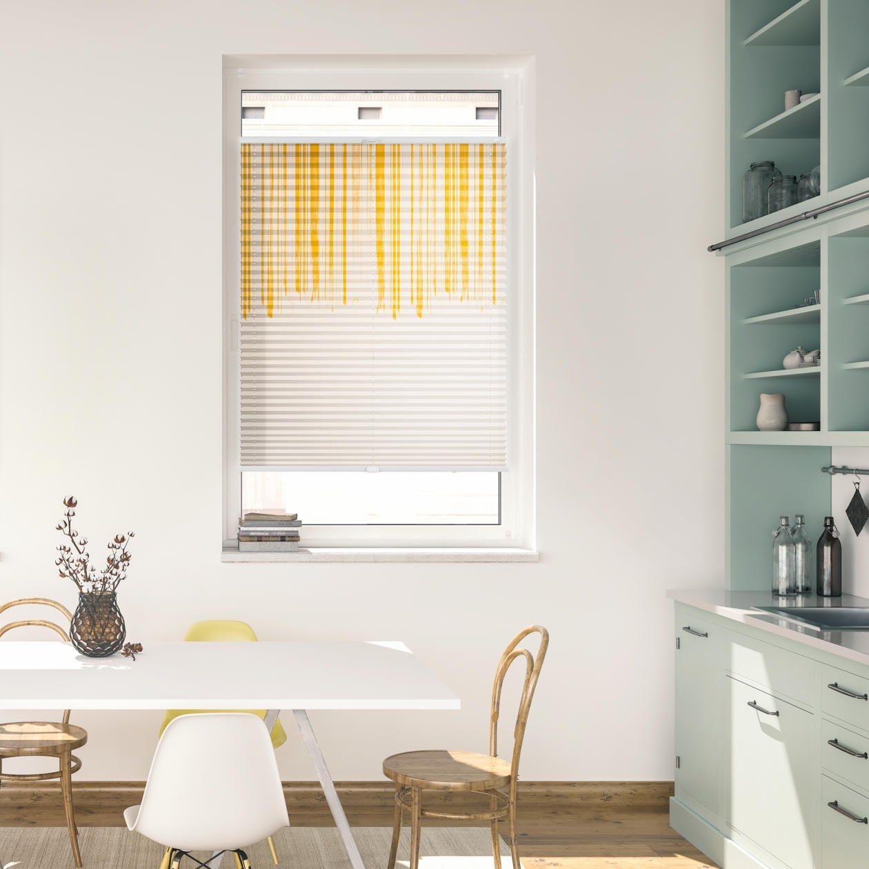 LICHTBLICK ORIGINAL Plissee Plissee Klemmfix, ohne Bohren, blickdicht, Flowing Honey - Gelb, blickdicht, freihängend, Klemmfix