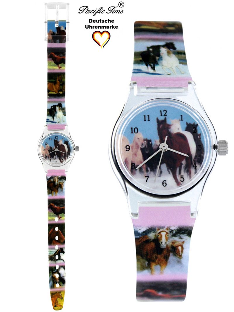 Pacific Time Quarzuhr Kinder Armbanduhr Motivuhr Pferd Kunststoff Pferdeuhr, kostenloser Versand